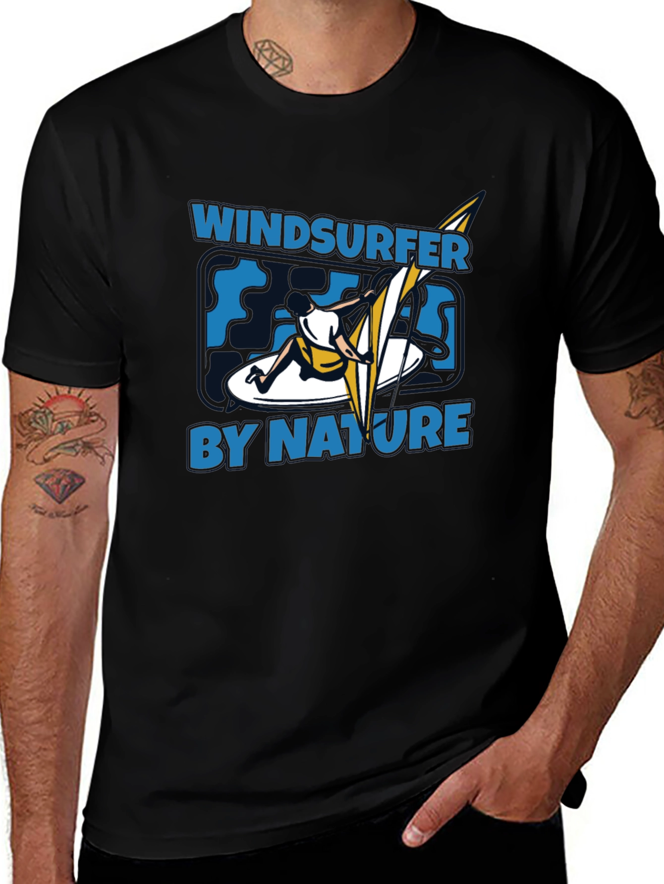 Windsurfer by Nature Graphic Black T-Shirt