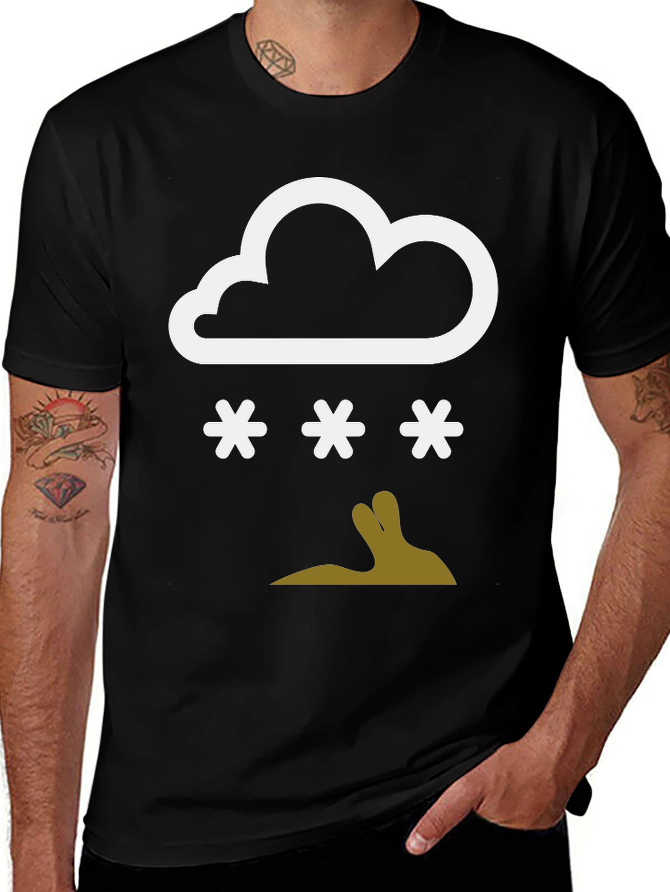 Snowy Rabbit Graphic Tee - Black Casual Comfort
