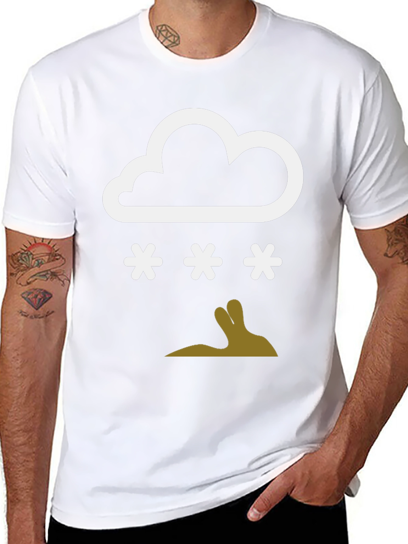 Snowy Rabbit Graphic Tee - Black Casual Comfort