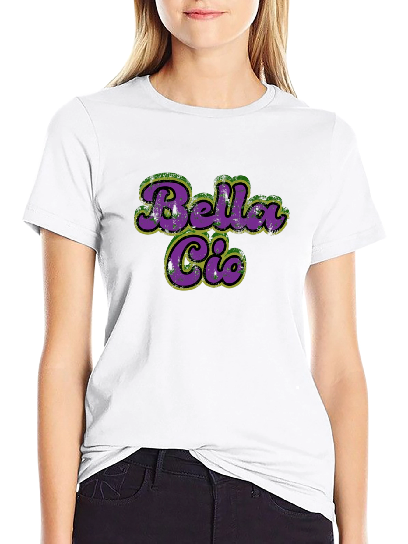 Bella Ciao T-Shirt - Purple & Green Retro Style
