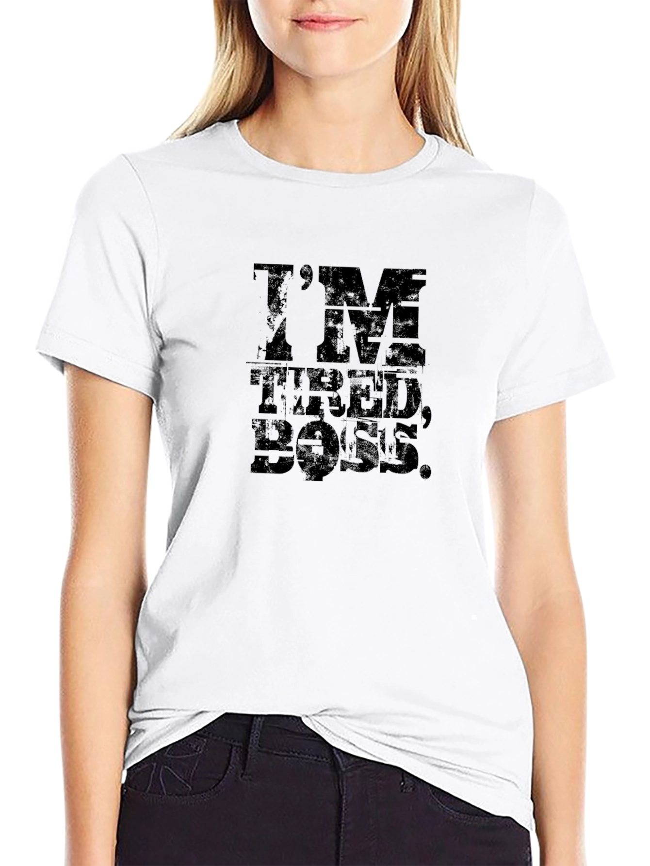 Im Tired Boss Black Graphic Tee