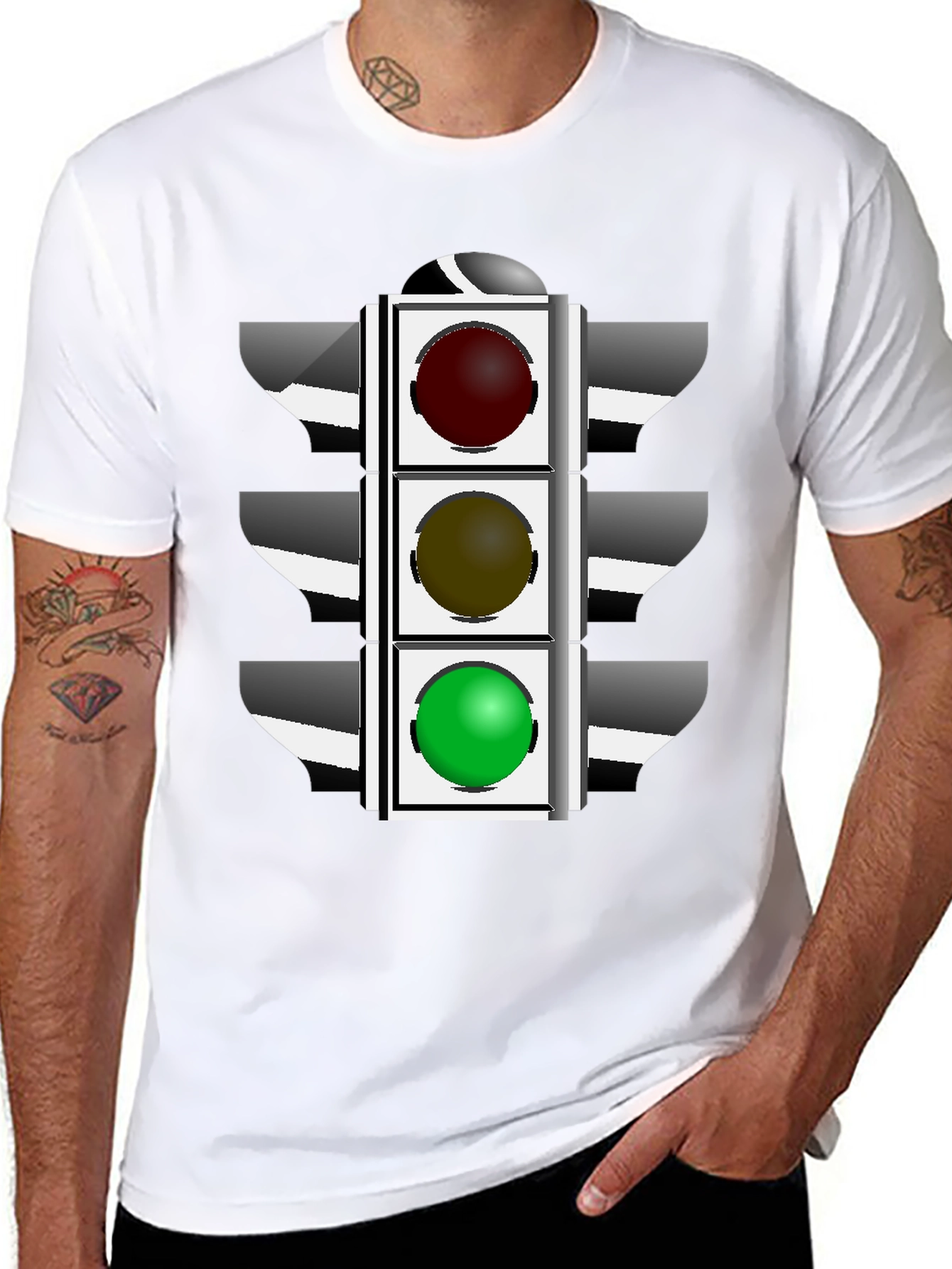 Traffic Light Graphic T-Shirt - Black