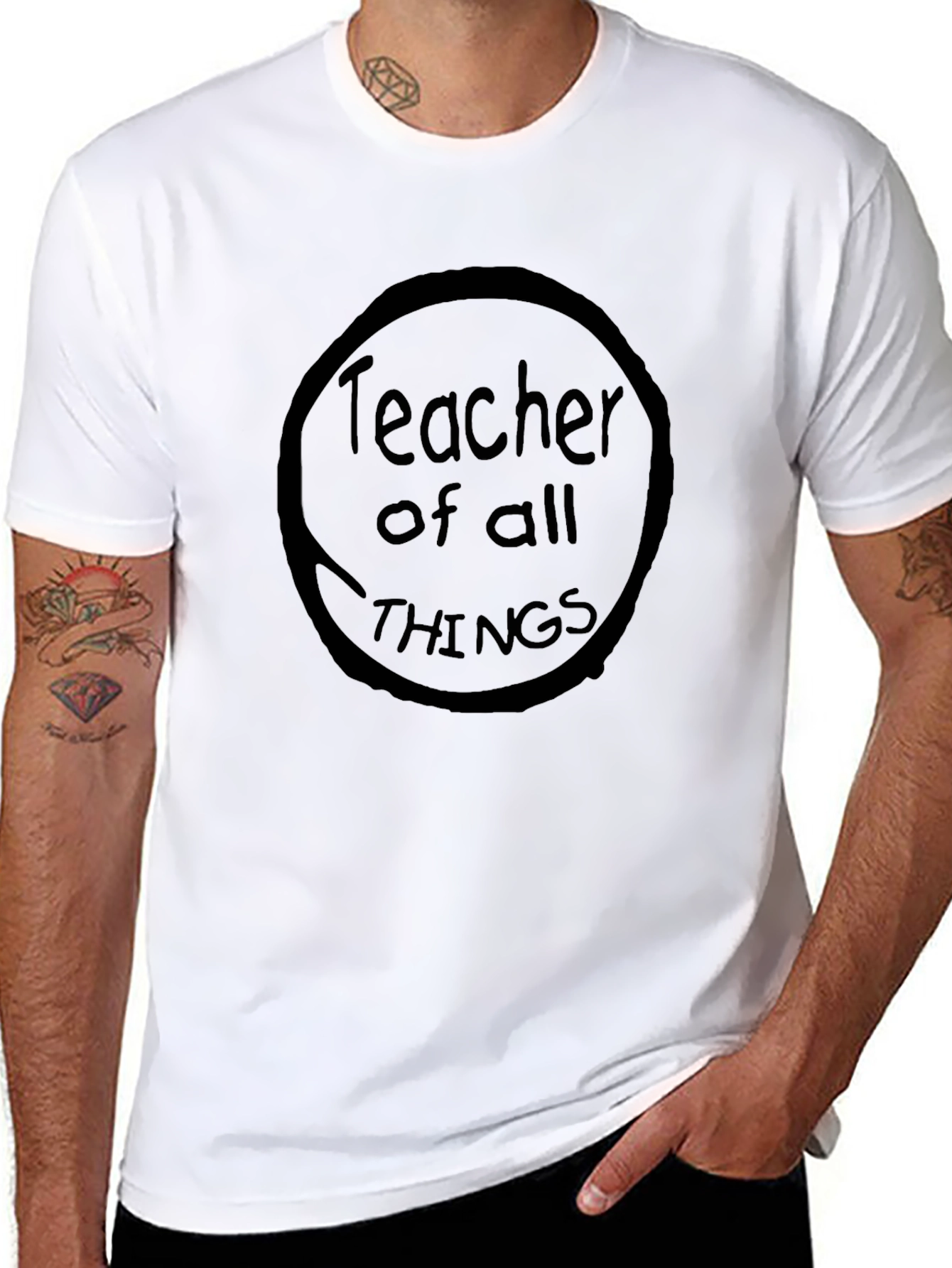 Teacher of All Things Black Crew Neck T-Shirt