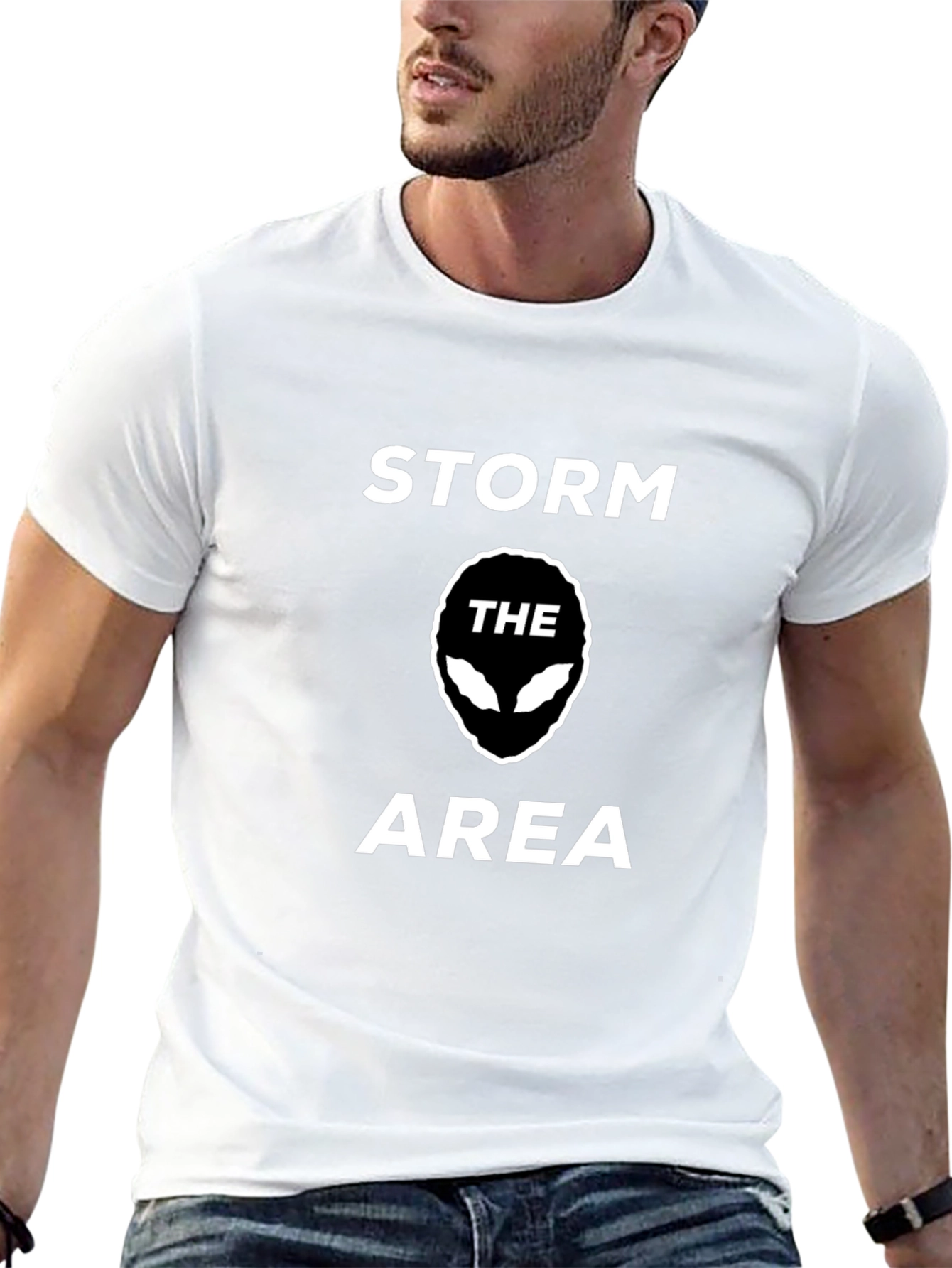 Storm the Area Alien Graphic Black T-Shirt