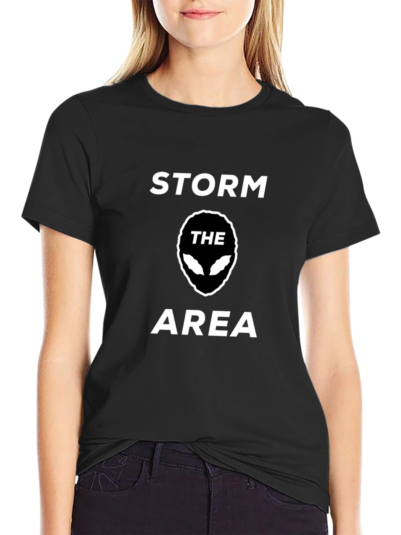 Storm the Area Alien Graphic Black T-Shirt