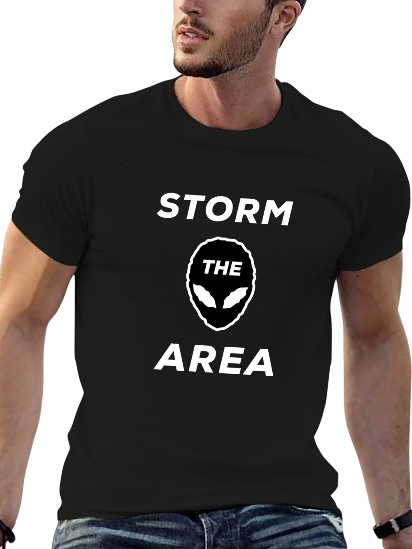Storm the Area Alien Graphic Black T-Shirt