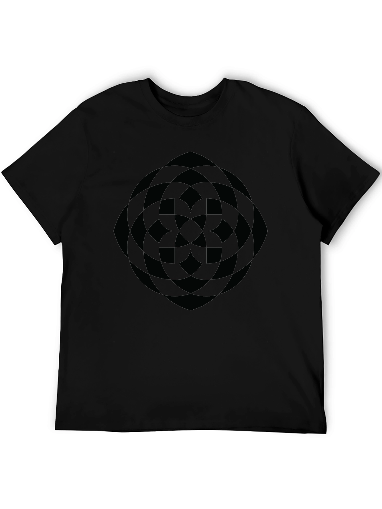 Abstract Geometric Pattern Black T-Shirt