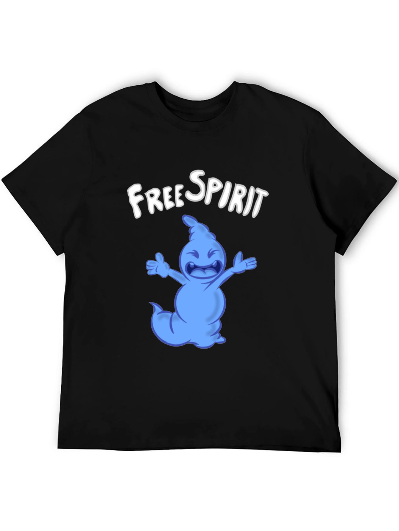 Free Spirit Cartoon Character Black T-Shirt