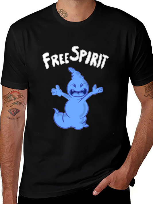 Free Spirit Cartoon Character Black T-Shirt