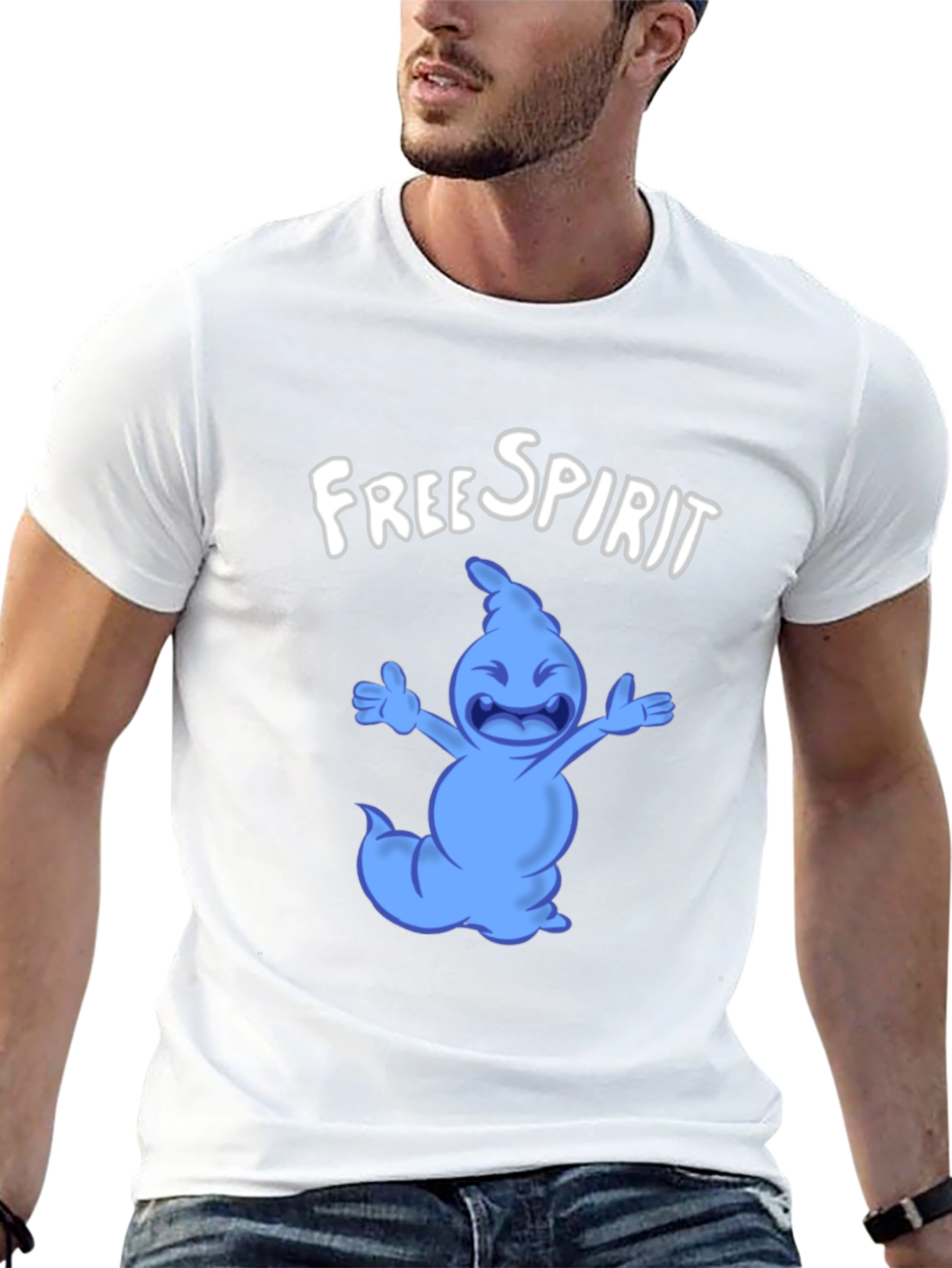Free Spirit Cartoon Character Black T-Shirt