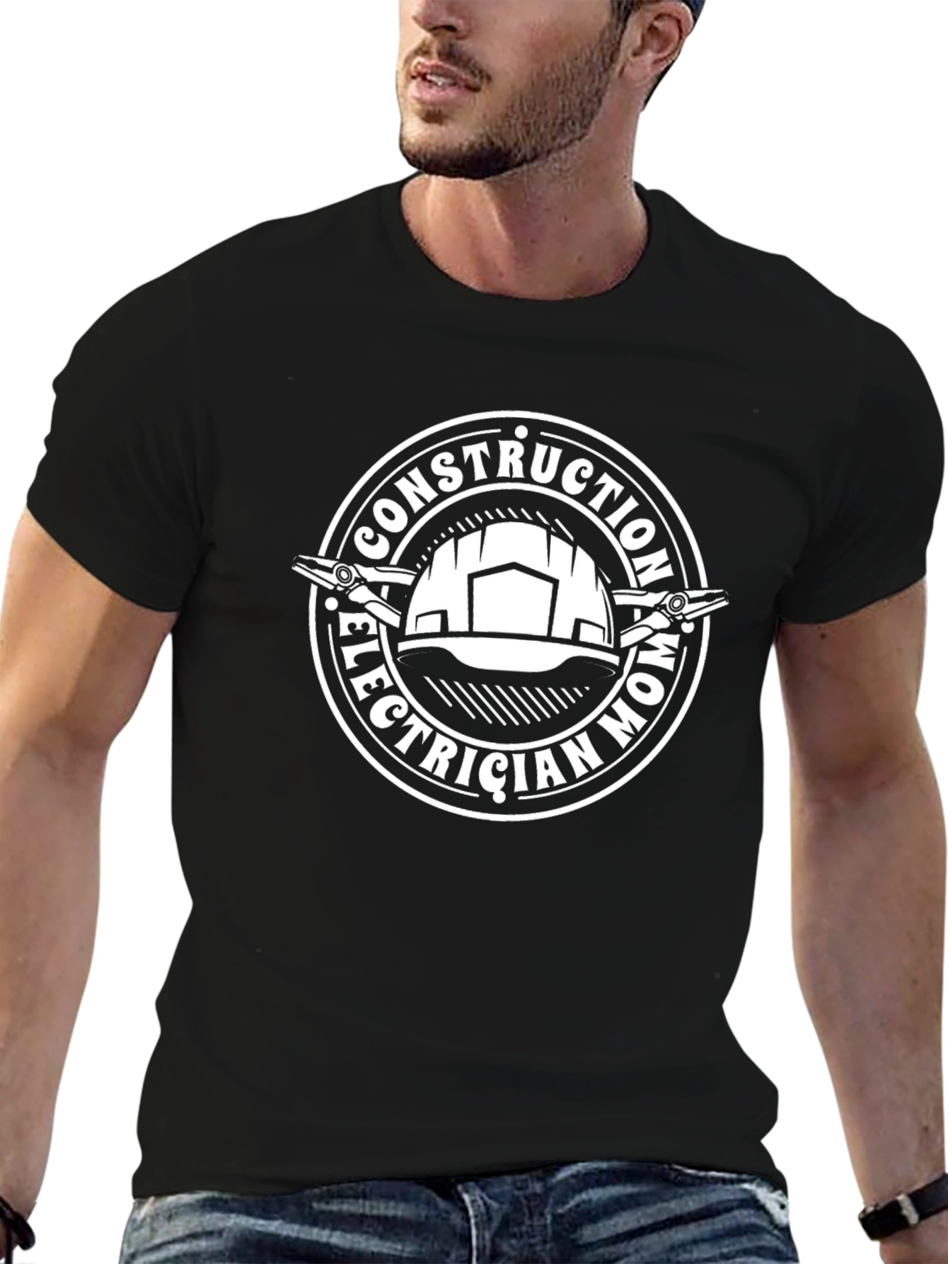 Construction Electrician Mom Black T-Shirt