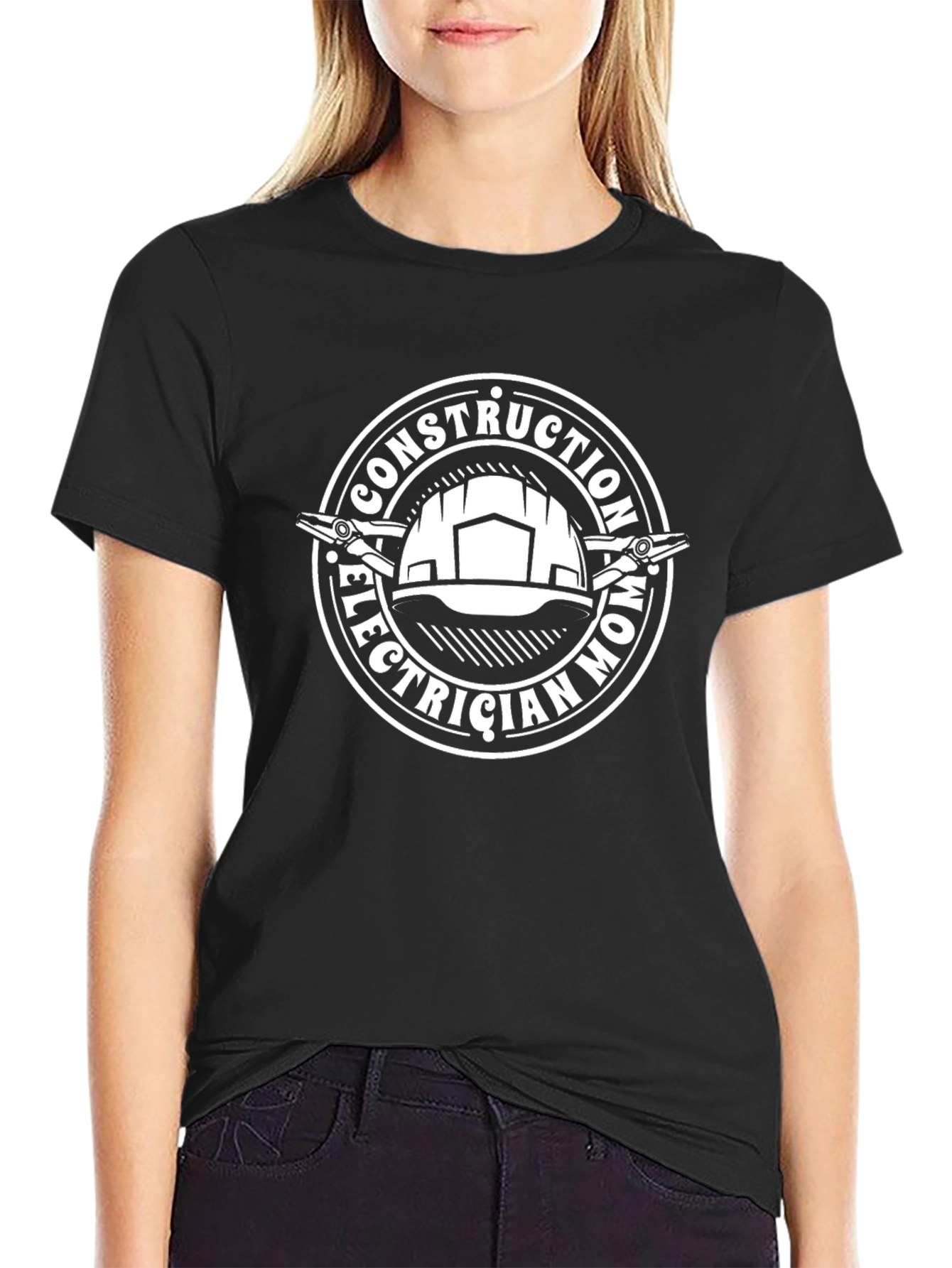 Construction Electrician Mom Black T-Shirt