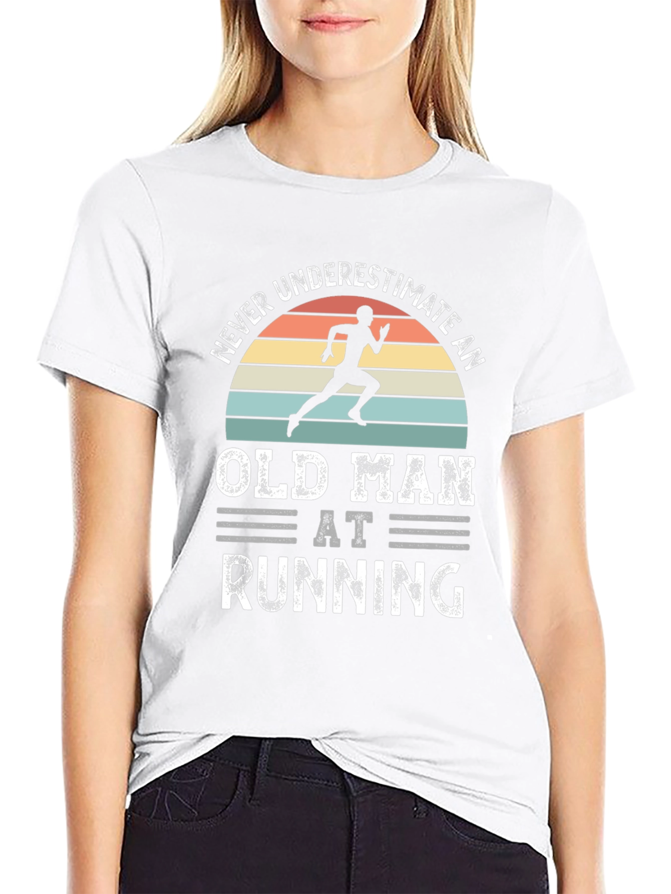 Never Underestimate An Old Man Running Graphic T-Shirt