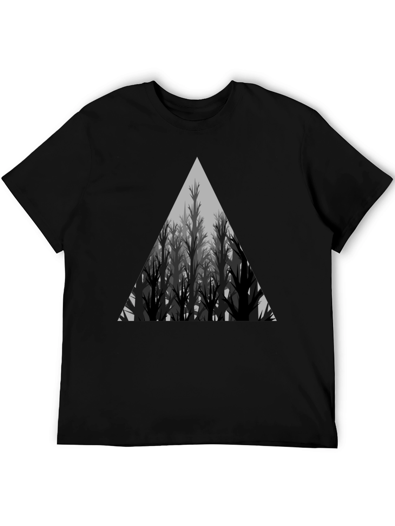 Triangular Forest Graphic Tee - Stylish Black T-Shirt