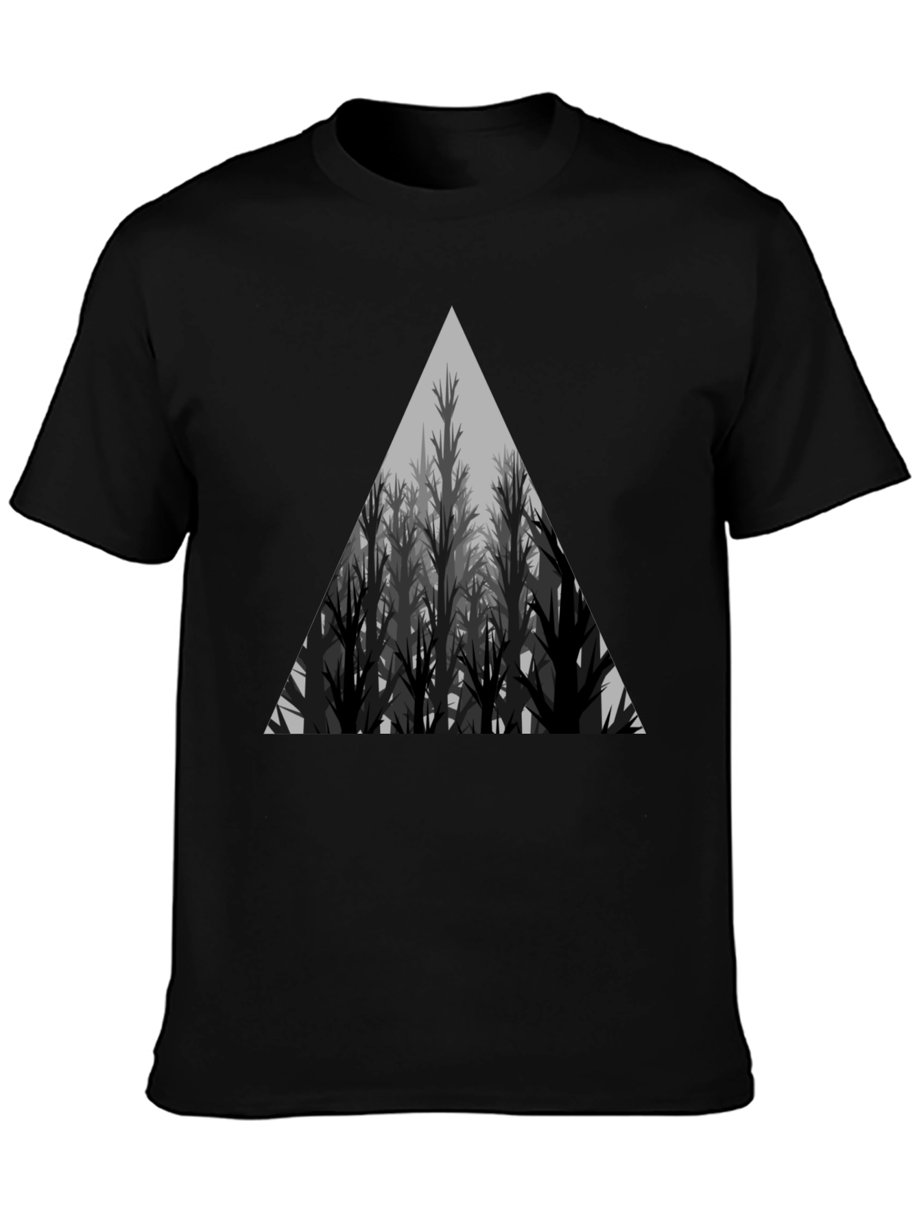 Triangular Forest Graphic Tee - Stylish Black T-Shirt