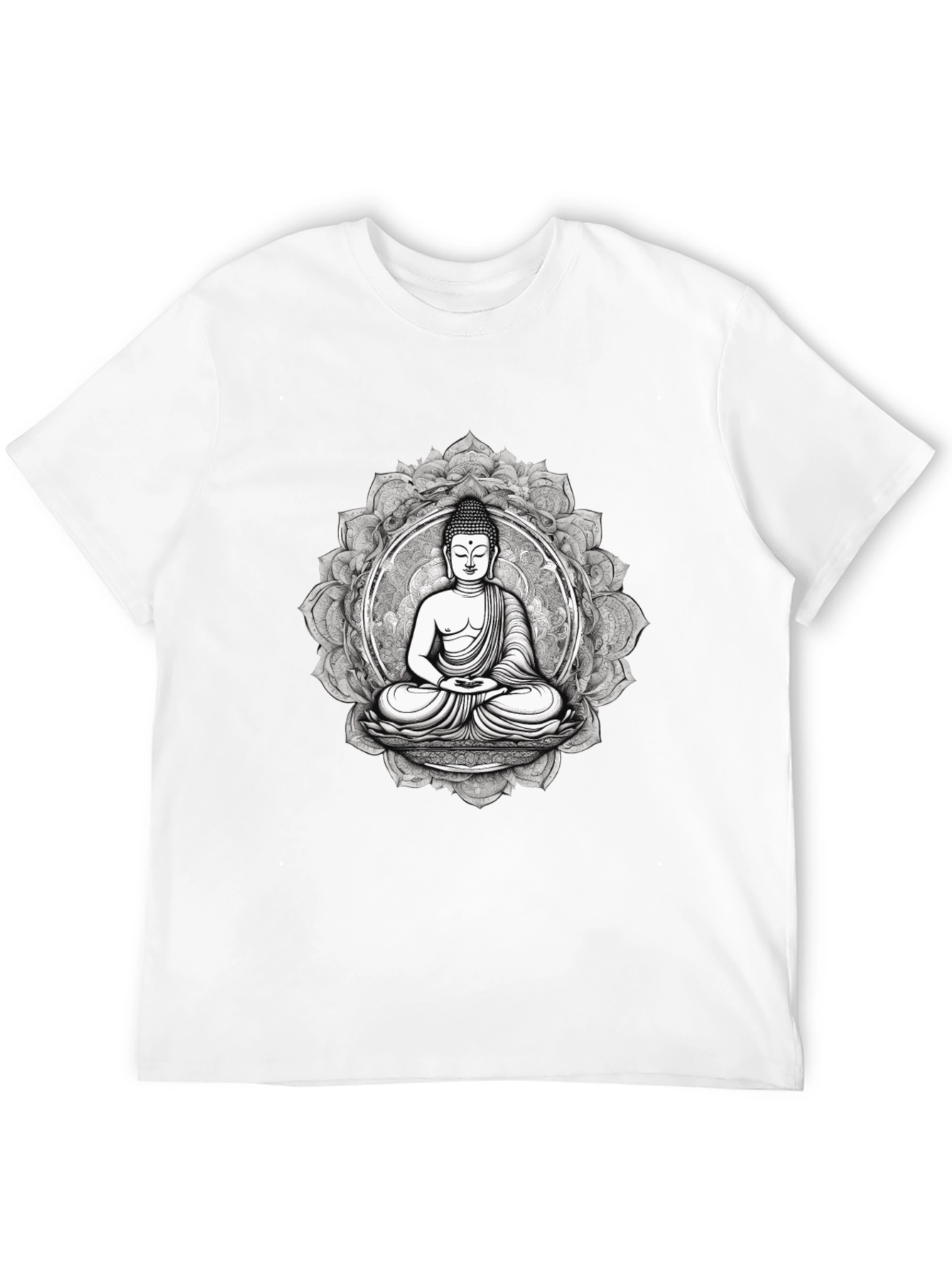 Buddha Mandala Graphic Tee - Black Cotton Blend