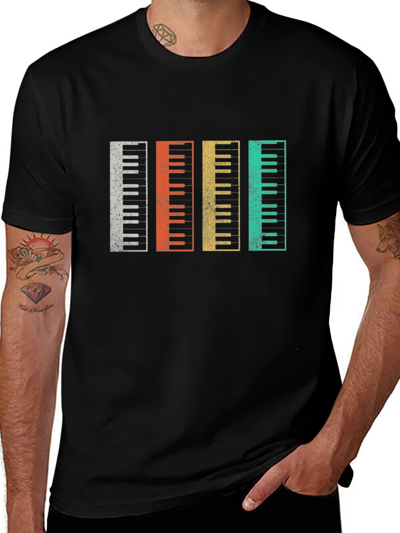 Retro Piano Keys T-Shirt Music Lover Gift