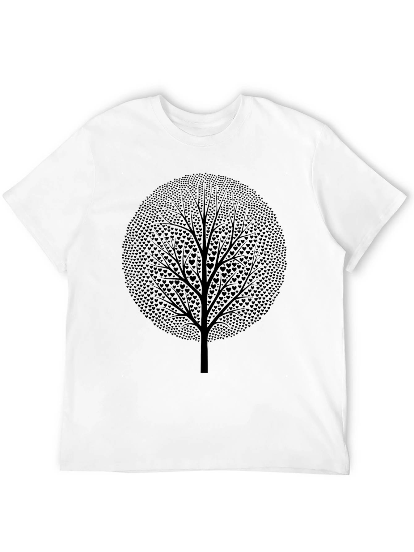 Heart Tree Black Graphic Tee - Nature Lovers T-Shirt