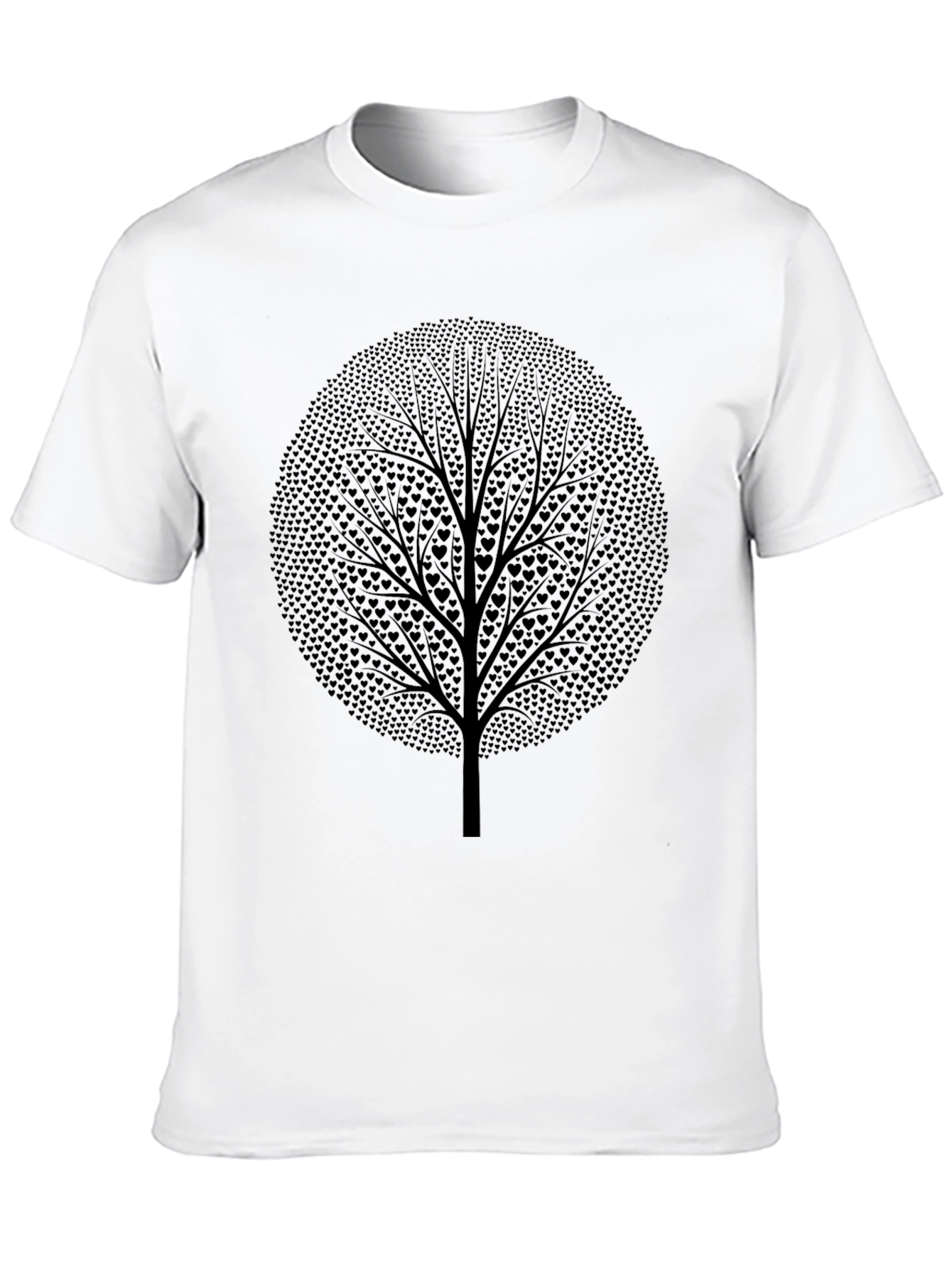 Heart Tree Black Graphic Tee - Nature Lovers T-Shirt