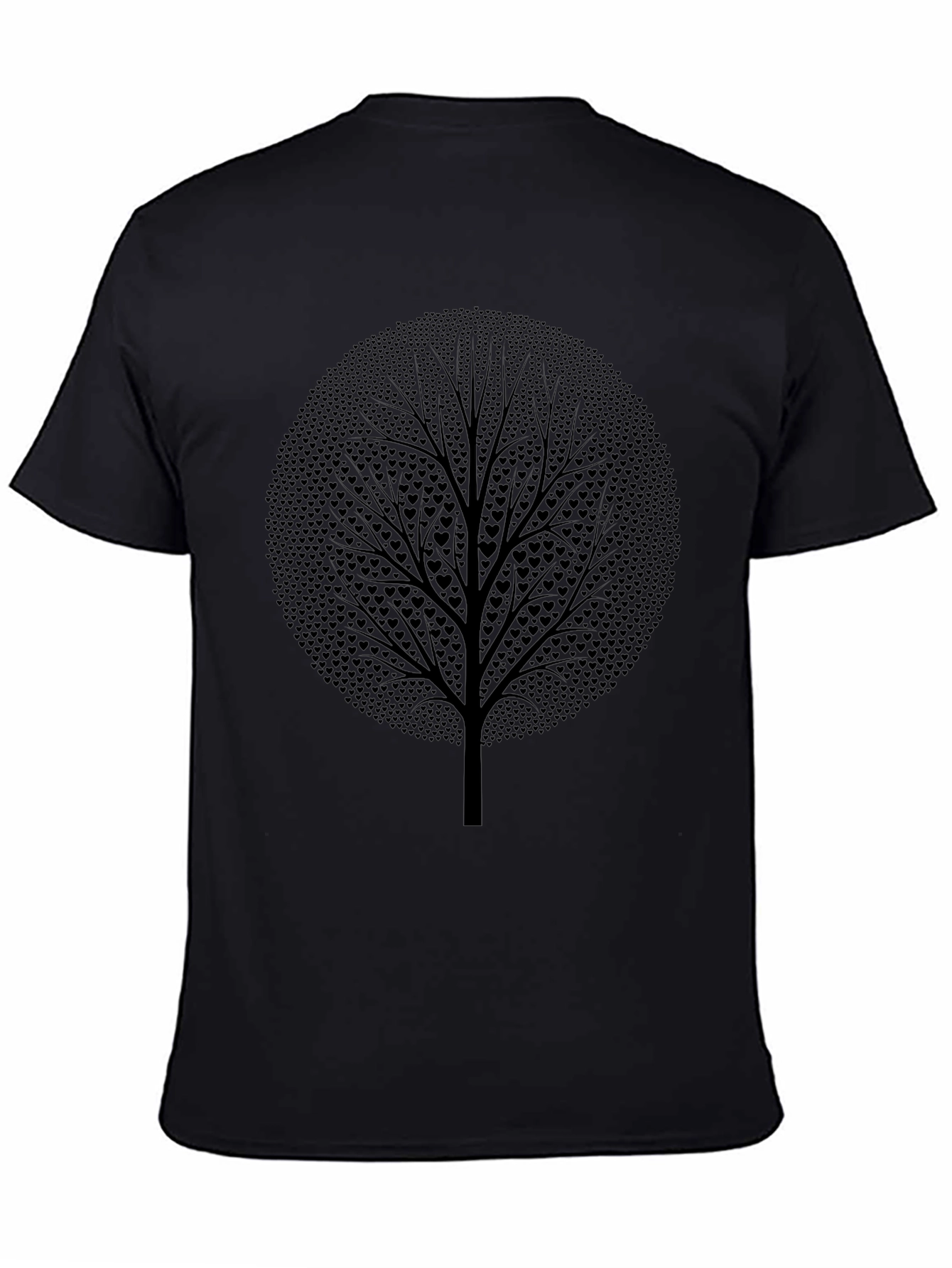 Heart Tree Black Graphic Tee - Nature Lovers T-Shirt
