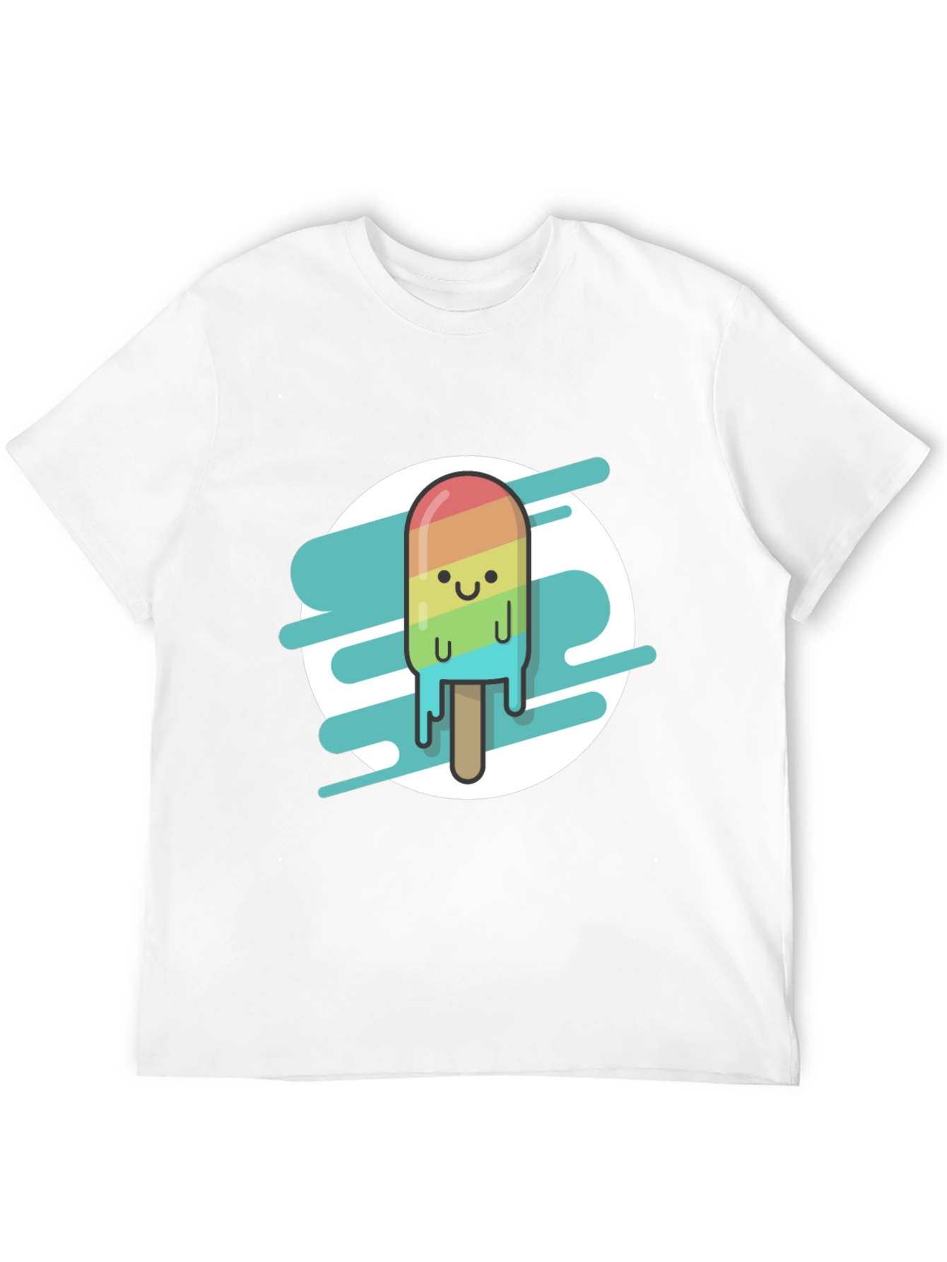 Rainbow Popsicle Graphic Tee - Black Casual T-Shirt