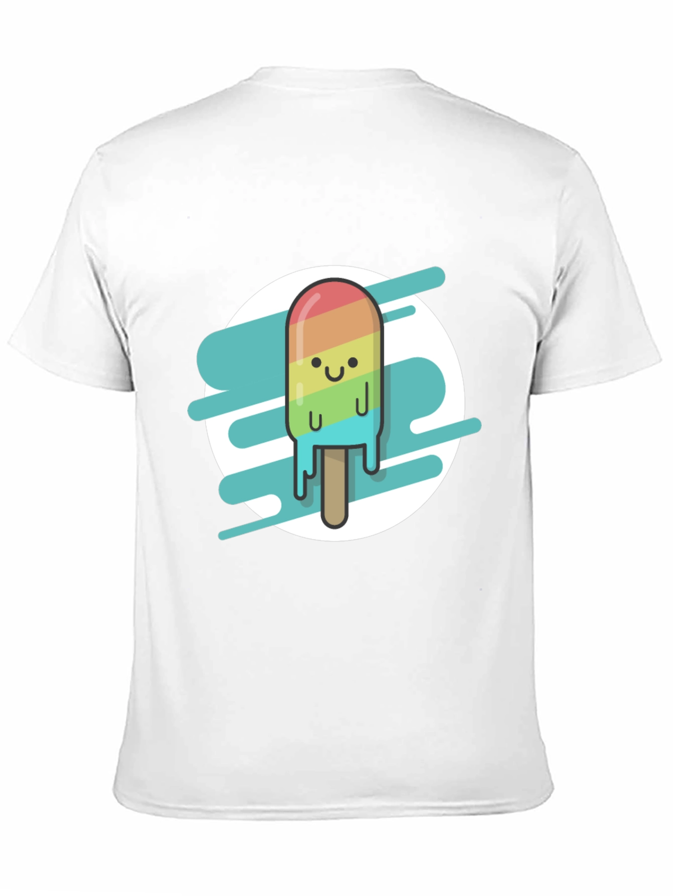 Rainbow Popsicle Graphic Tee - Black Casual T-Shirt