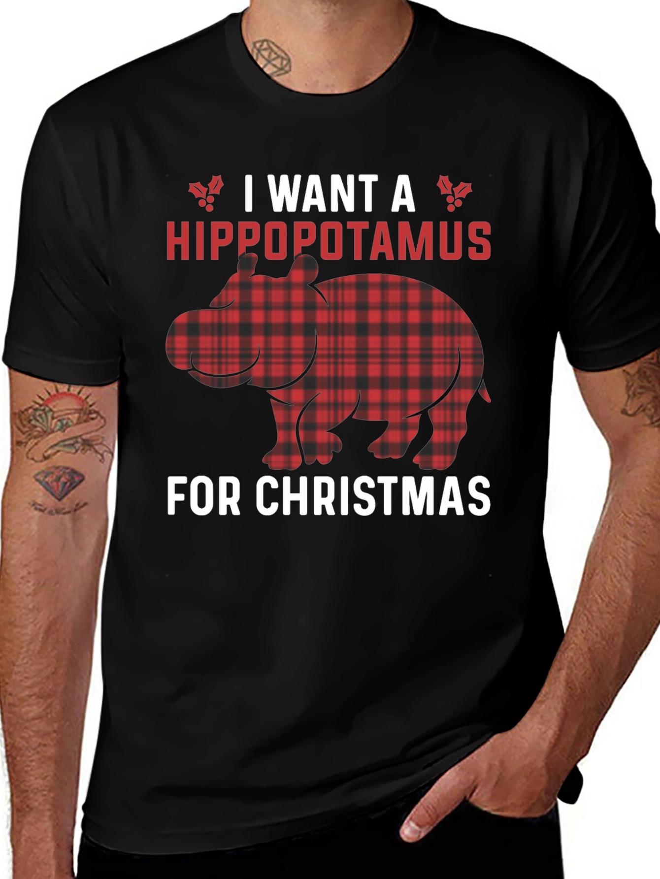 Hippopotamus Christmas T-Shirt