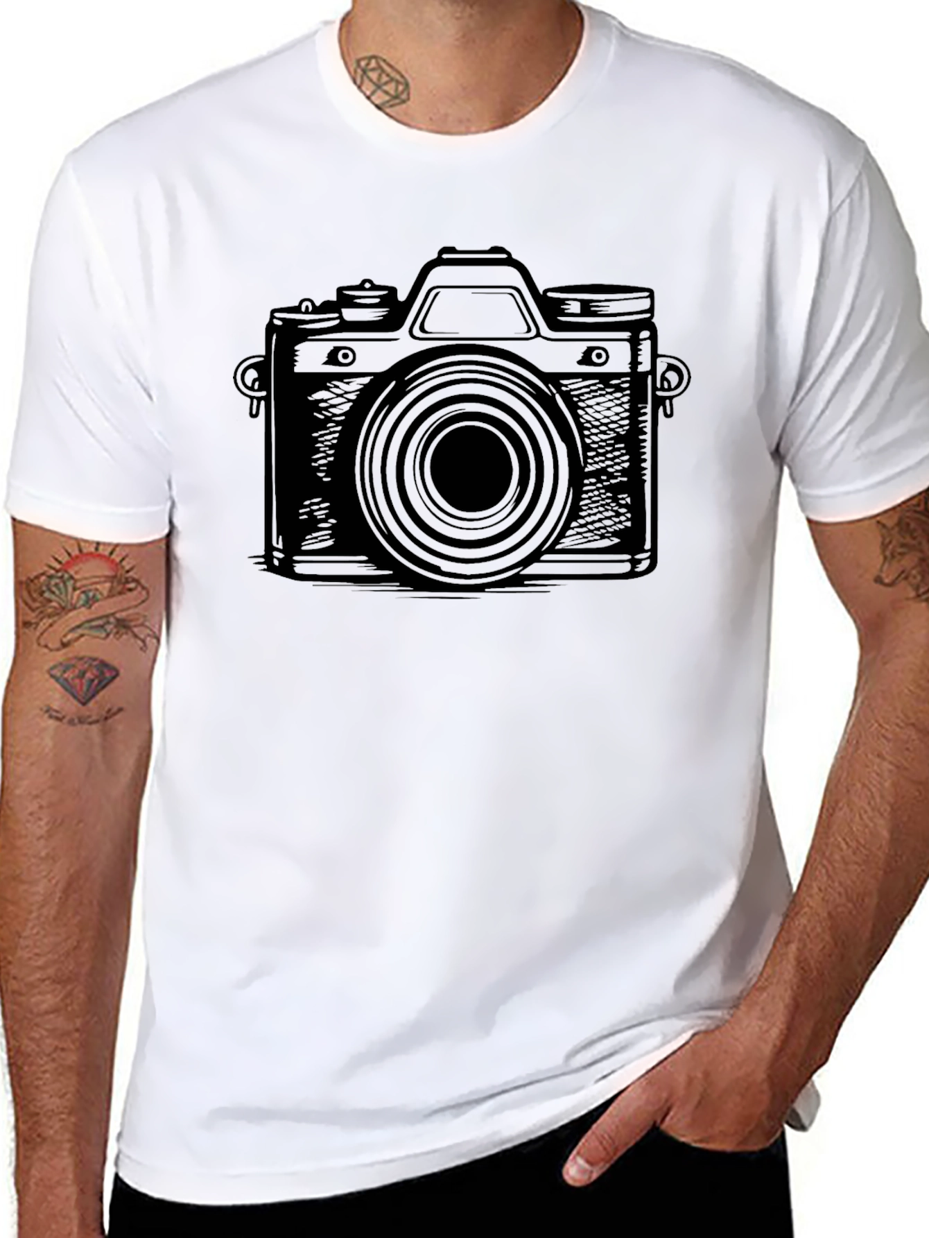 Retro Camera Graphic Tee - Black