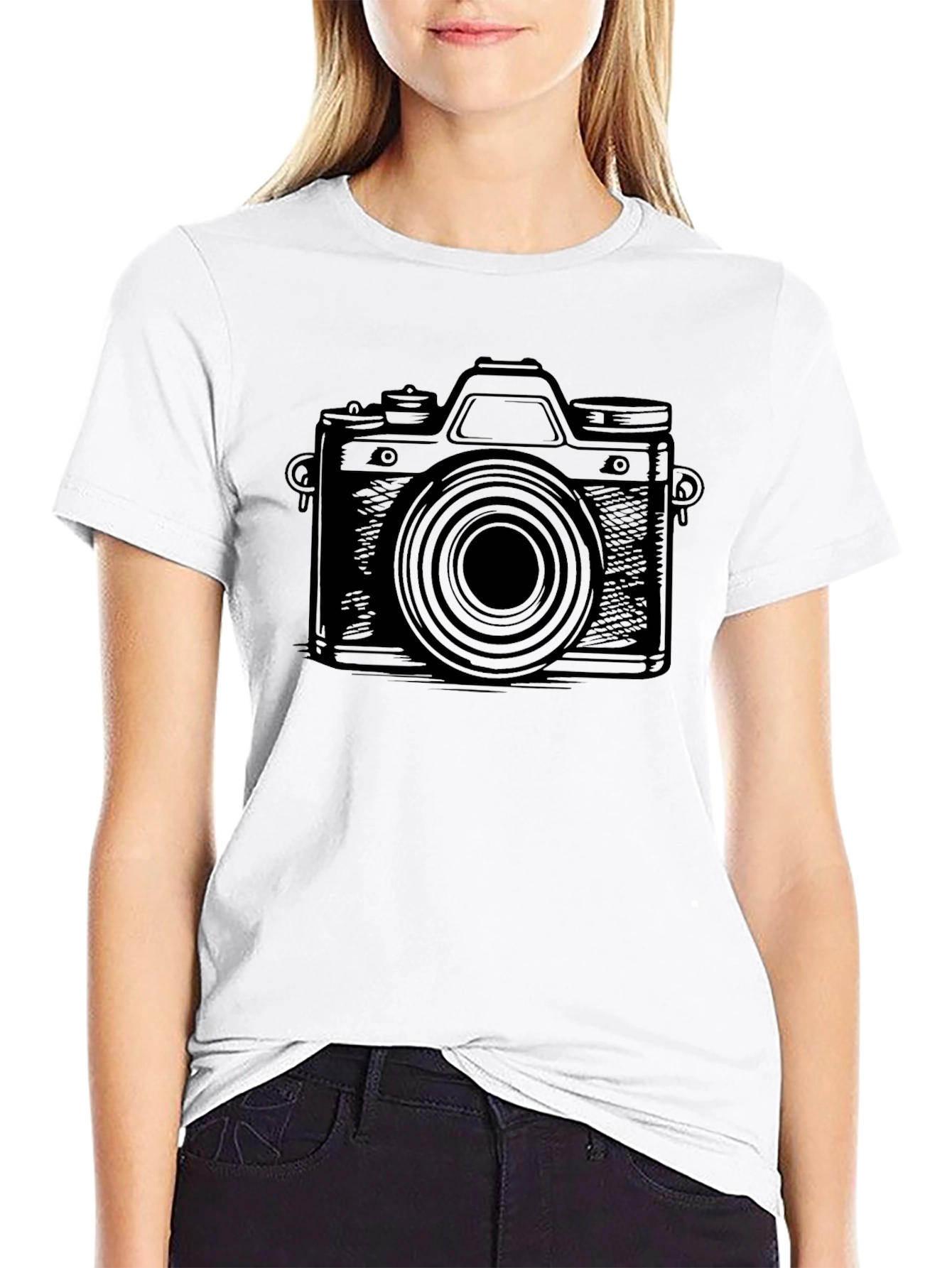 Retro Camera Graphic Tee - Black