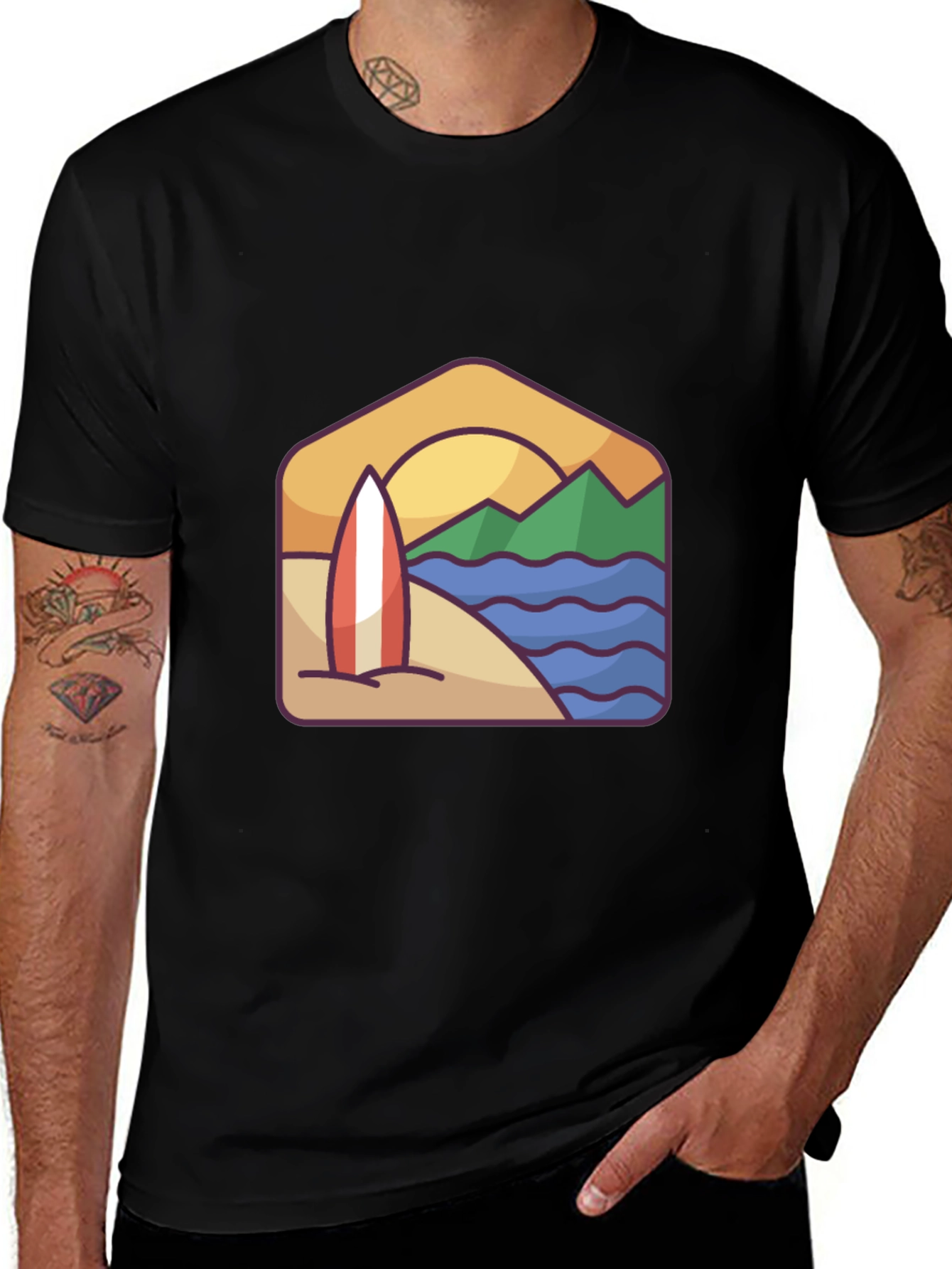 Beach Surfboard Graphic T-Shirt