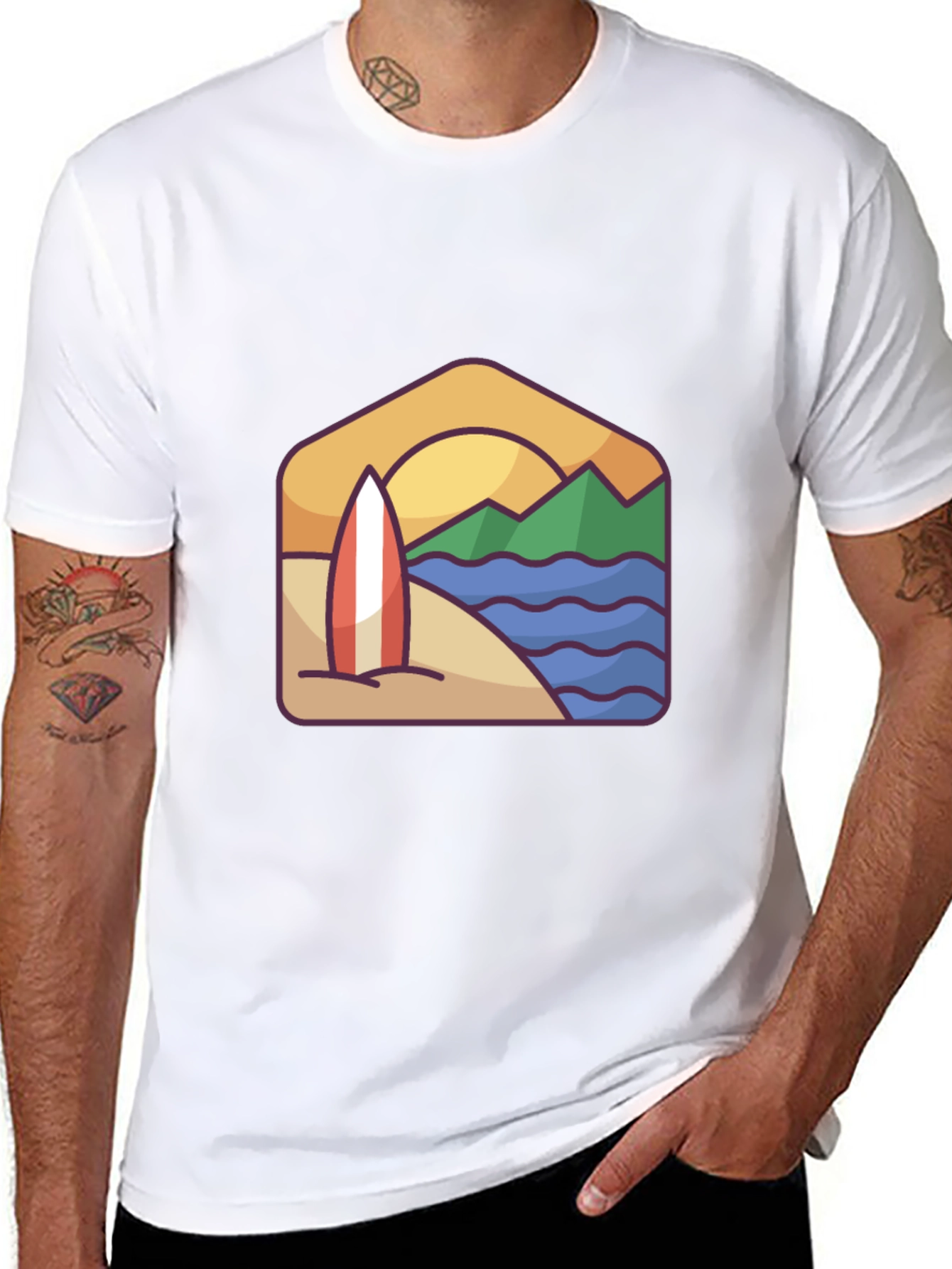 Beach Surfboard Graphic T-Shirt