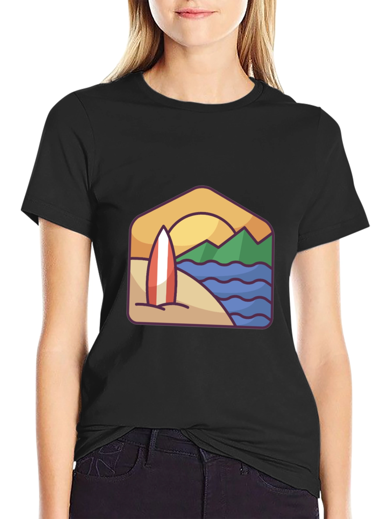 Beach Surfboard Graphic T-Shirt