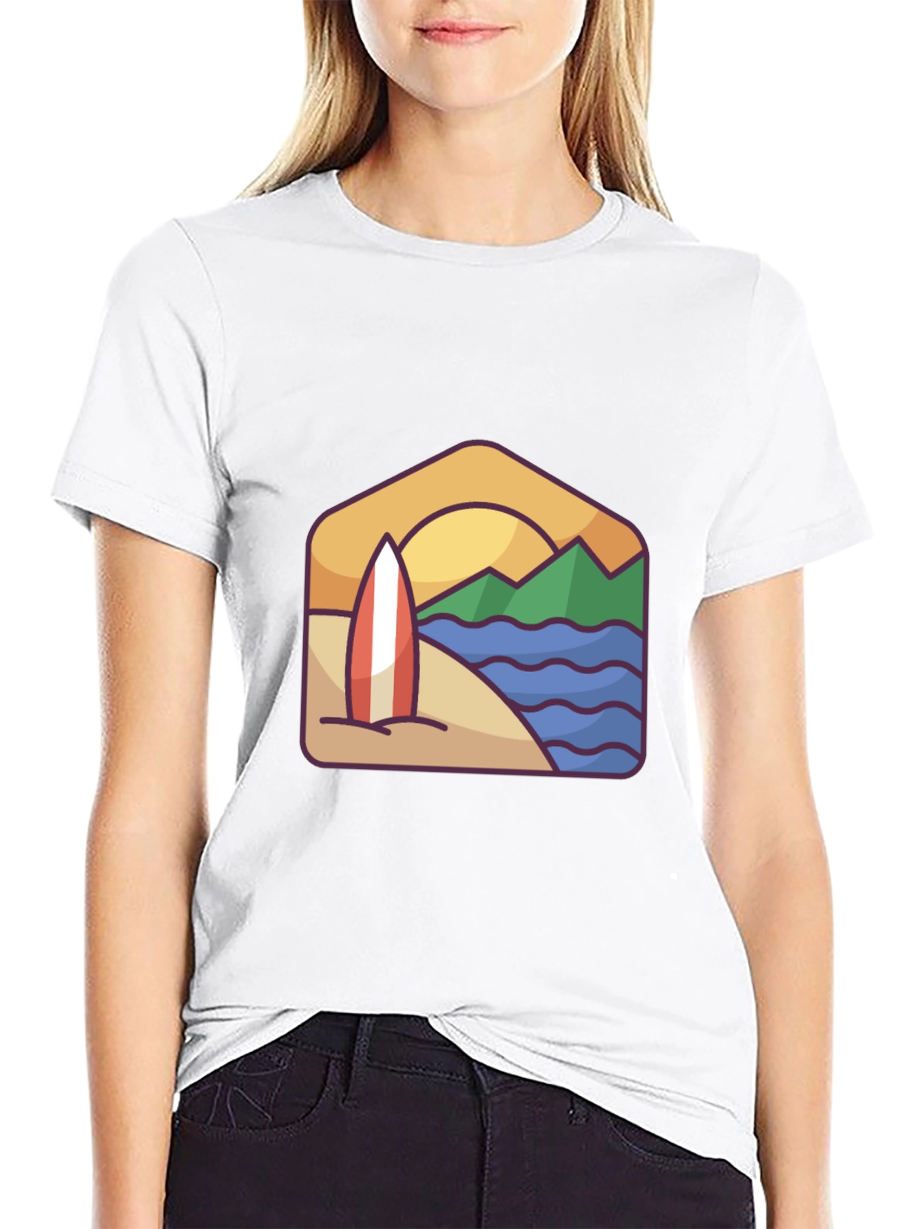Beach Surfboard Graphic T-Shirt