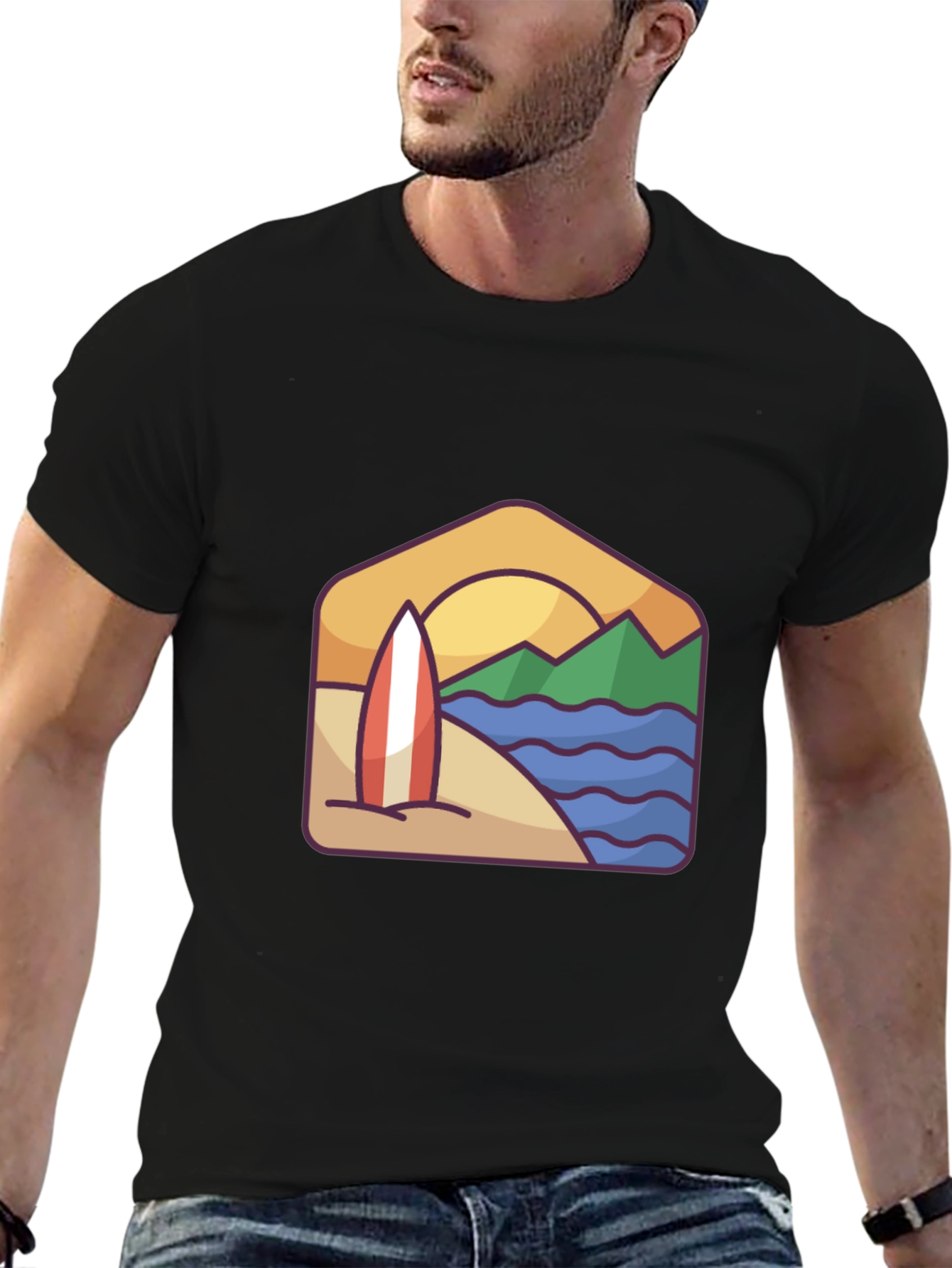 Beach Surfboard Graphic T-Shirt