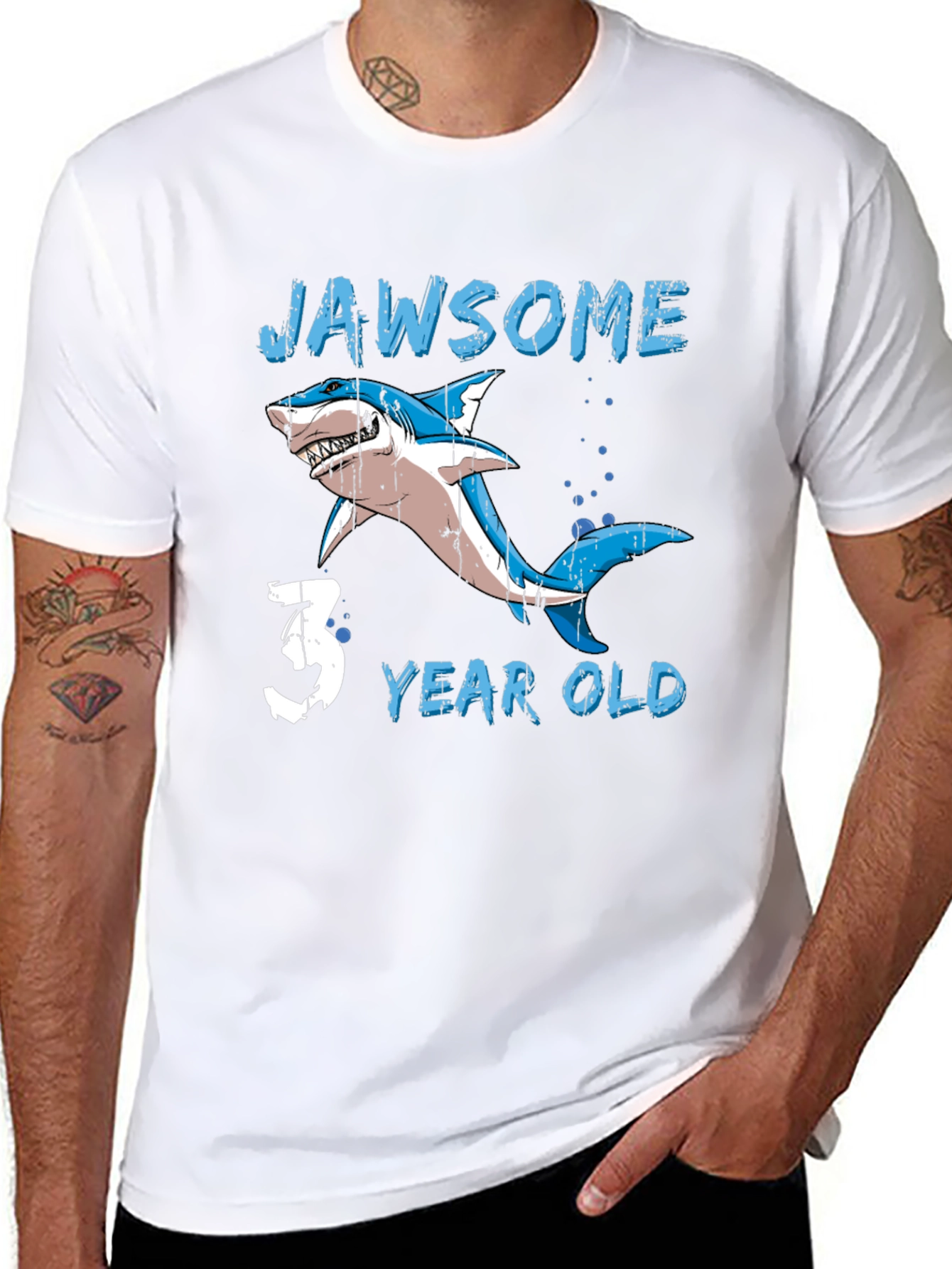 Jawsome 3 Year Old Shark Birthday T-Shirt