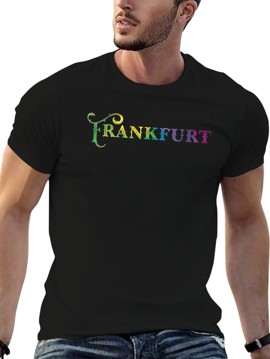Frankfurt Rainbow Text Graphic Black T-Shirt