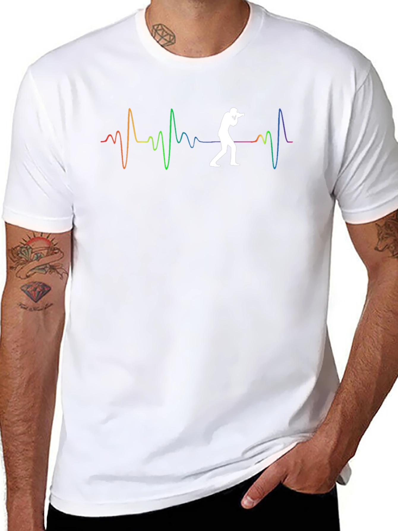 Photographer Heartbeat Graphic Tee - Black