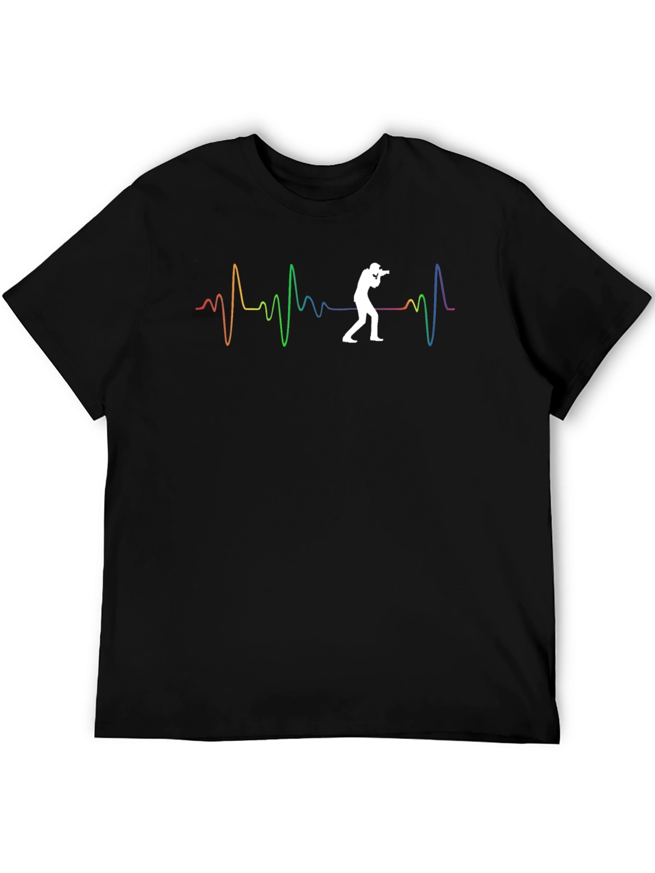 Photographer Heartbeat Graphic Tee - Black