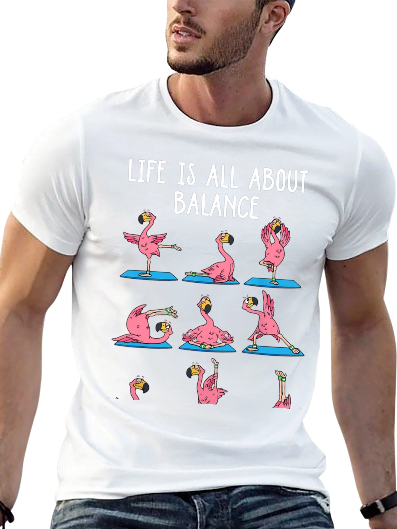 Yoga Flamingo Graphic Tee - Balance is Key