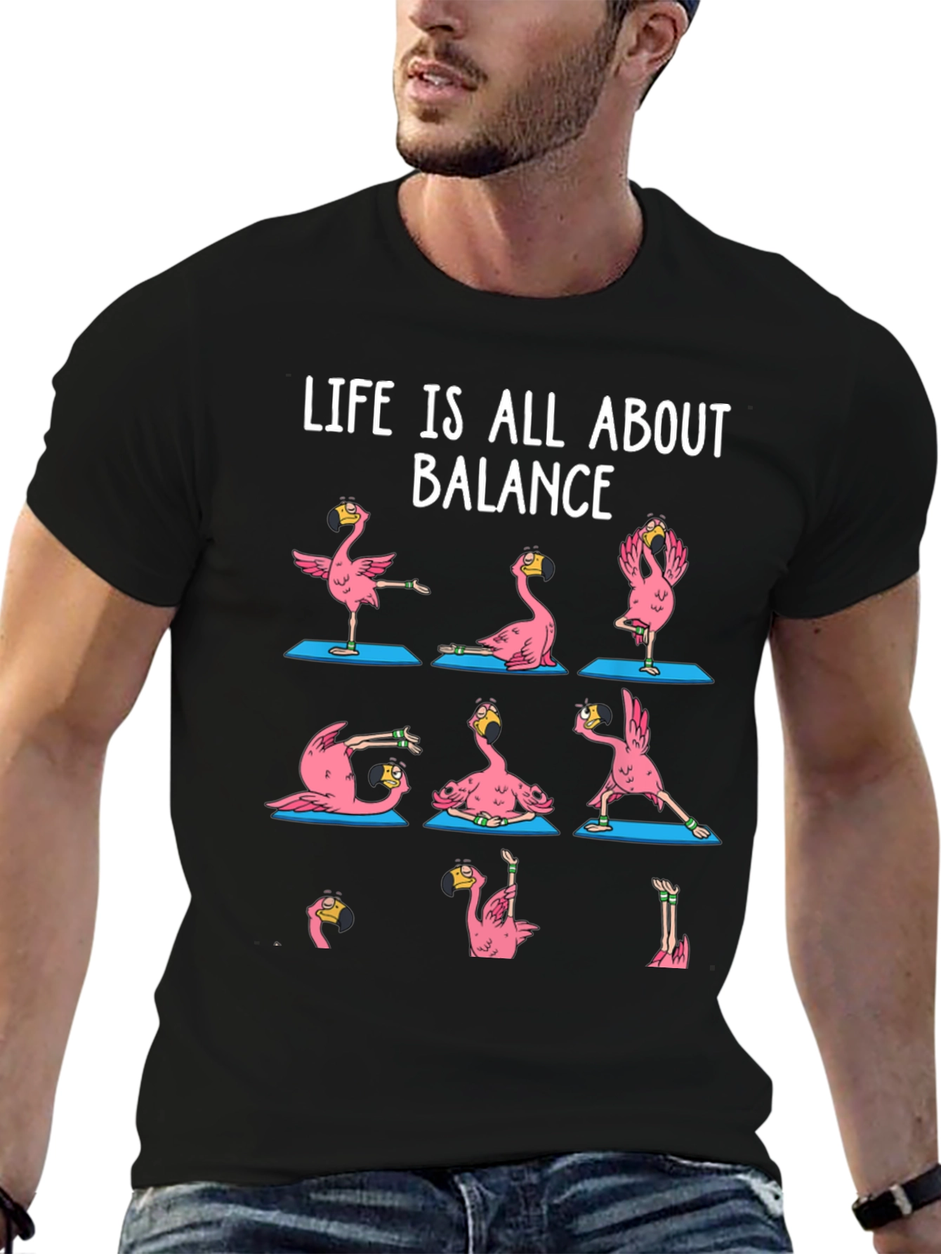 Yoga Flamingo Graphic Tee - Balance is Key