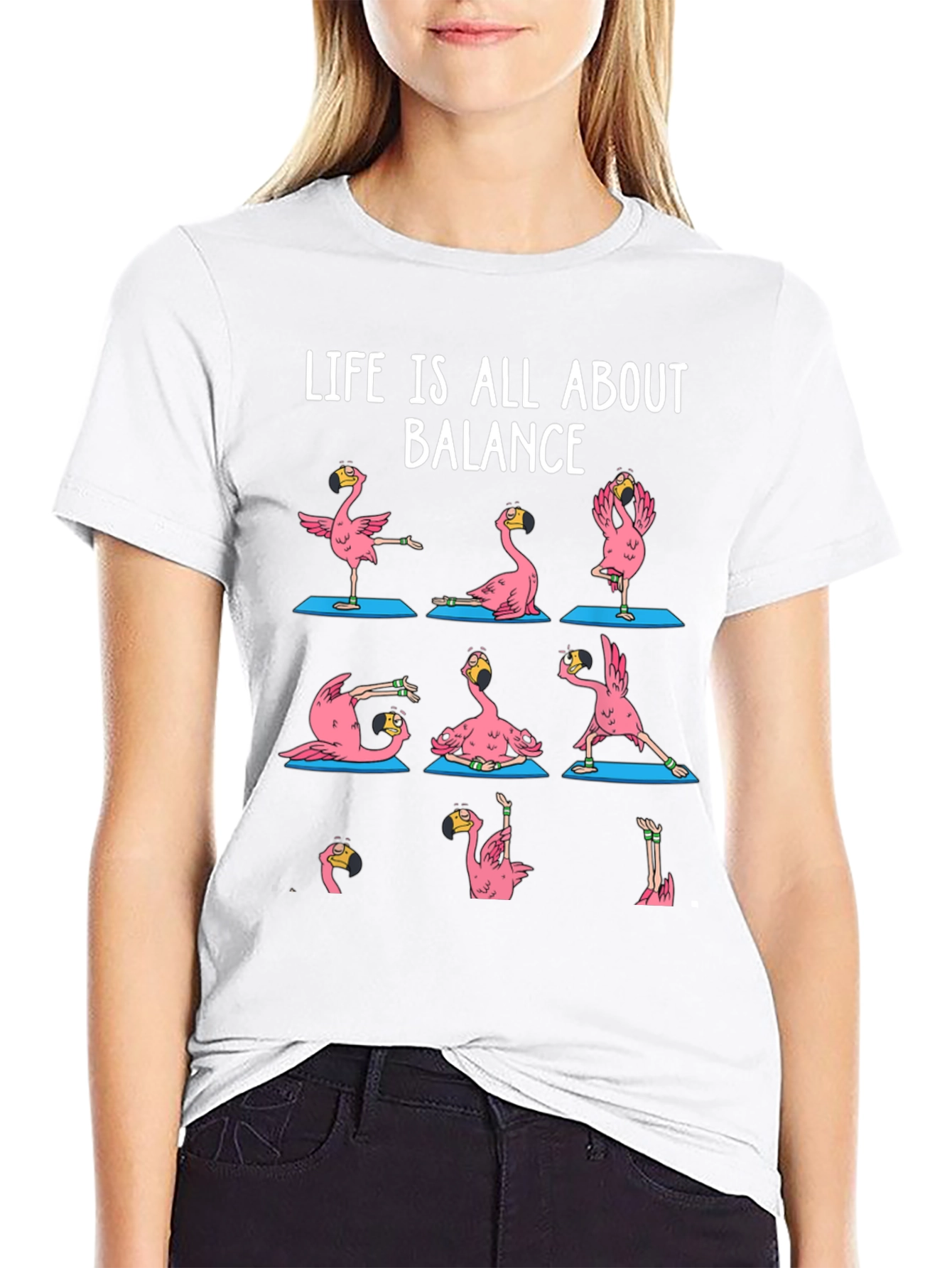 Yoga Flamingo Graphic Tee - Balance is Key