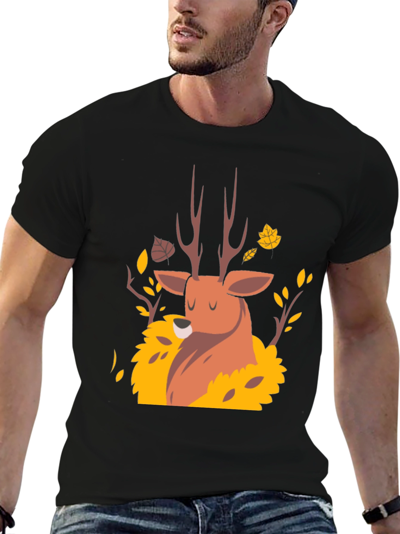 Autumn Deer Graphic Tee - Stylish Fall Design