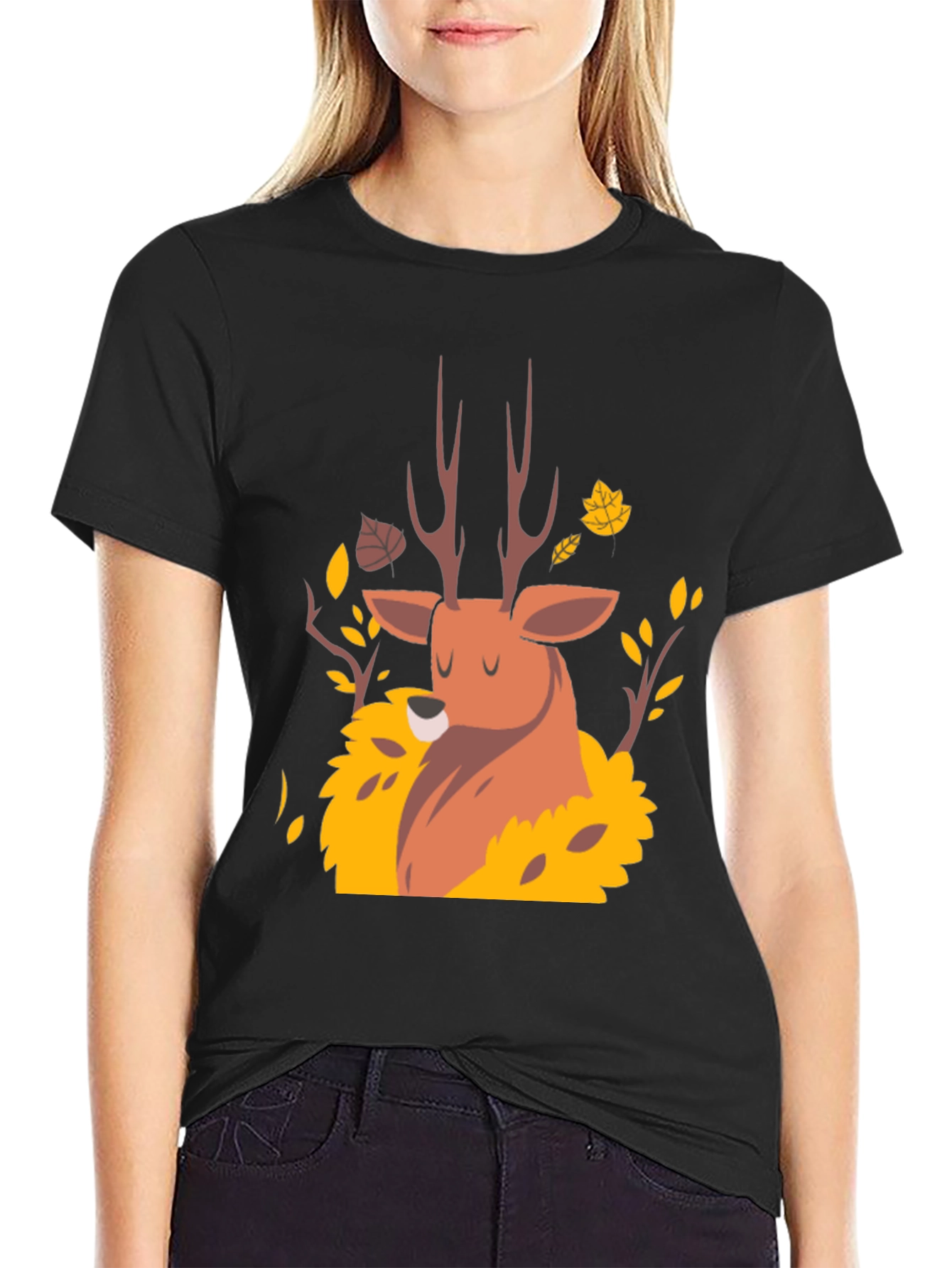 Autumn Deer Graphic Tee - Stylish Fall Design