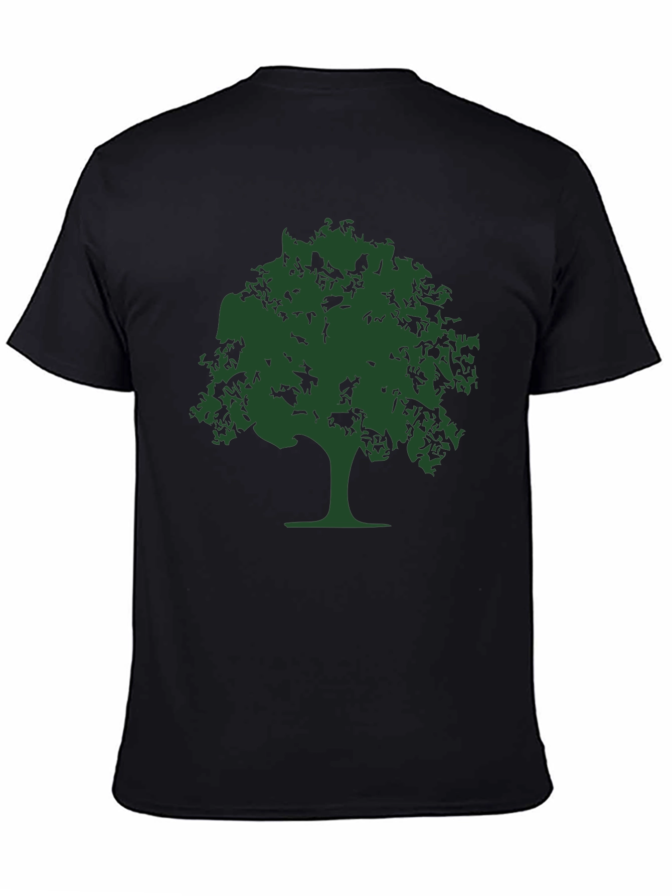 Nature Tree Graphic Tee - Black Cotton Casual T-Shirt