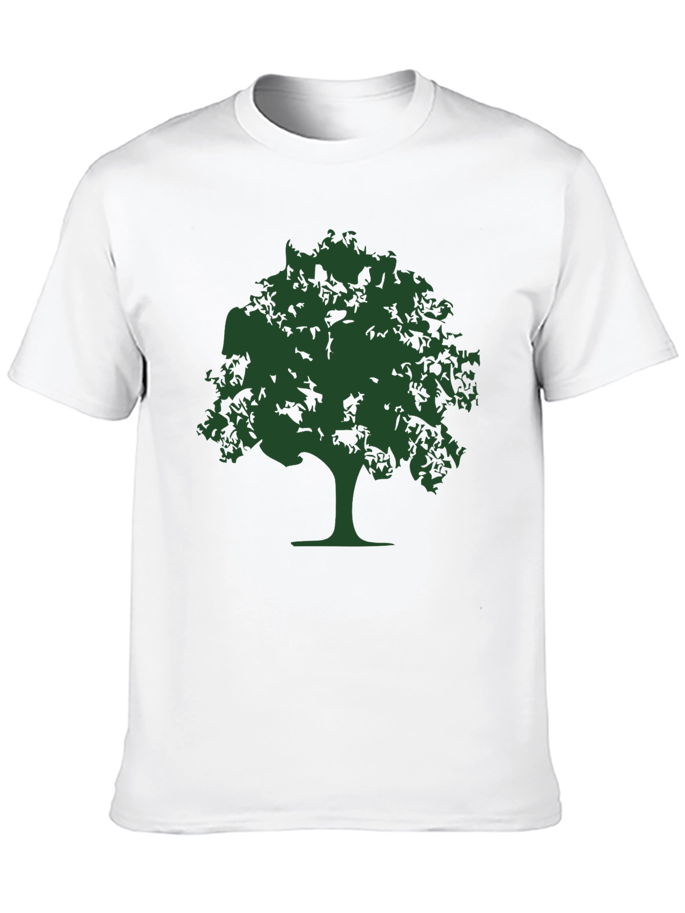 Nature Tree Graphic Tee - Black Cotton Casual T-Shirt