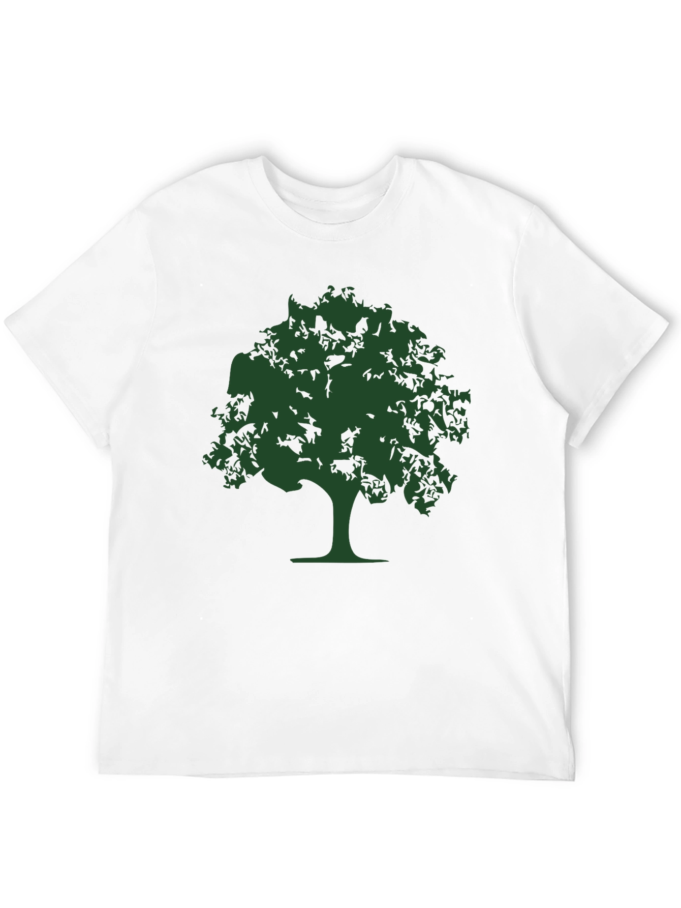 Nature Tree Graphic Tee - Black Cotton Casual T-Shirt