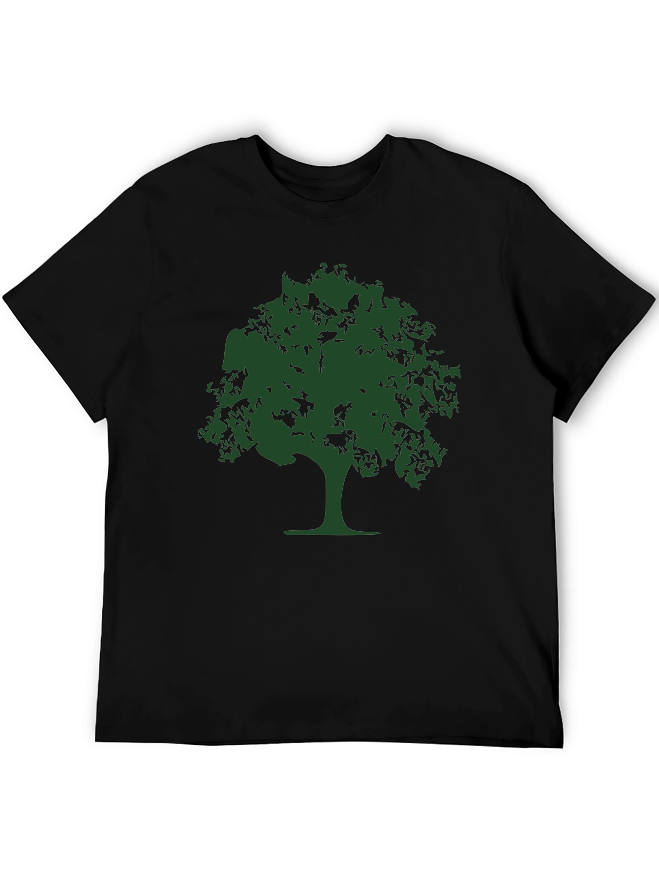 Nature Tree Graphic Tee - Black Cotton Casual T-Shirt