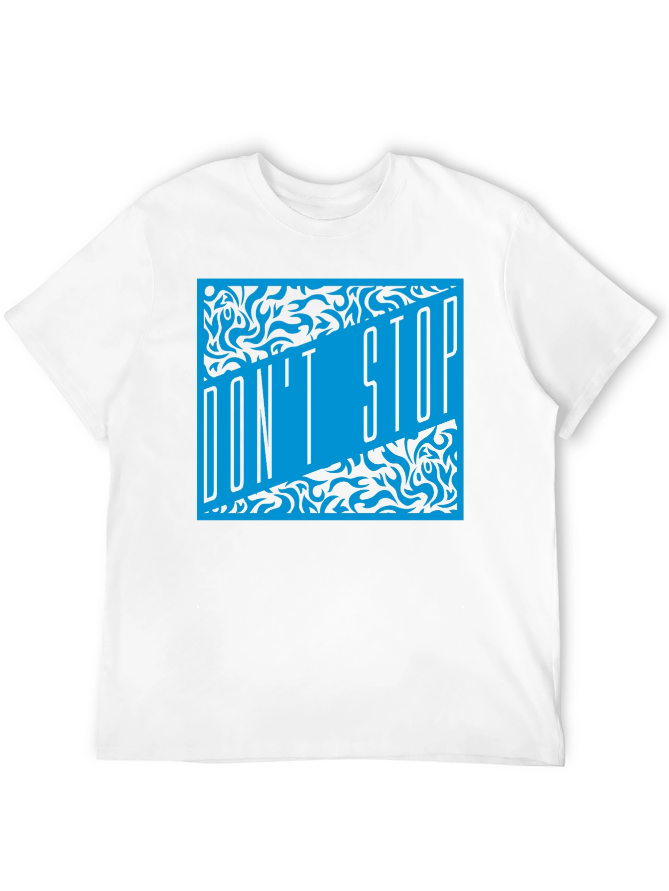 Dont Stop Black T-Shirt with Blue Graphic Design