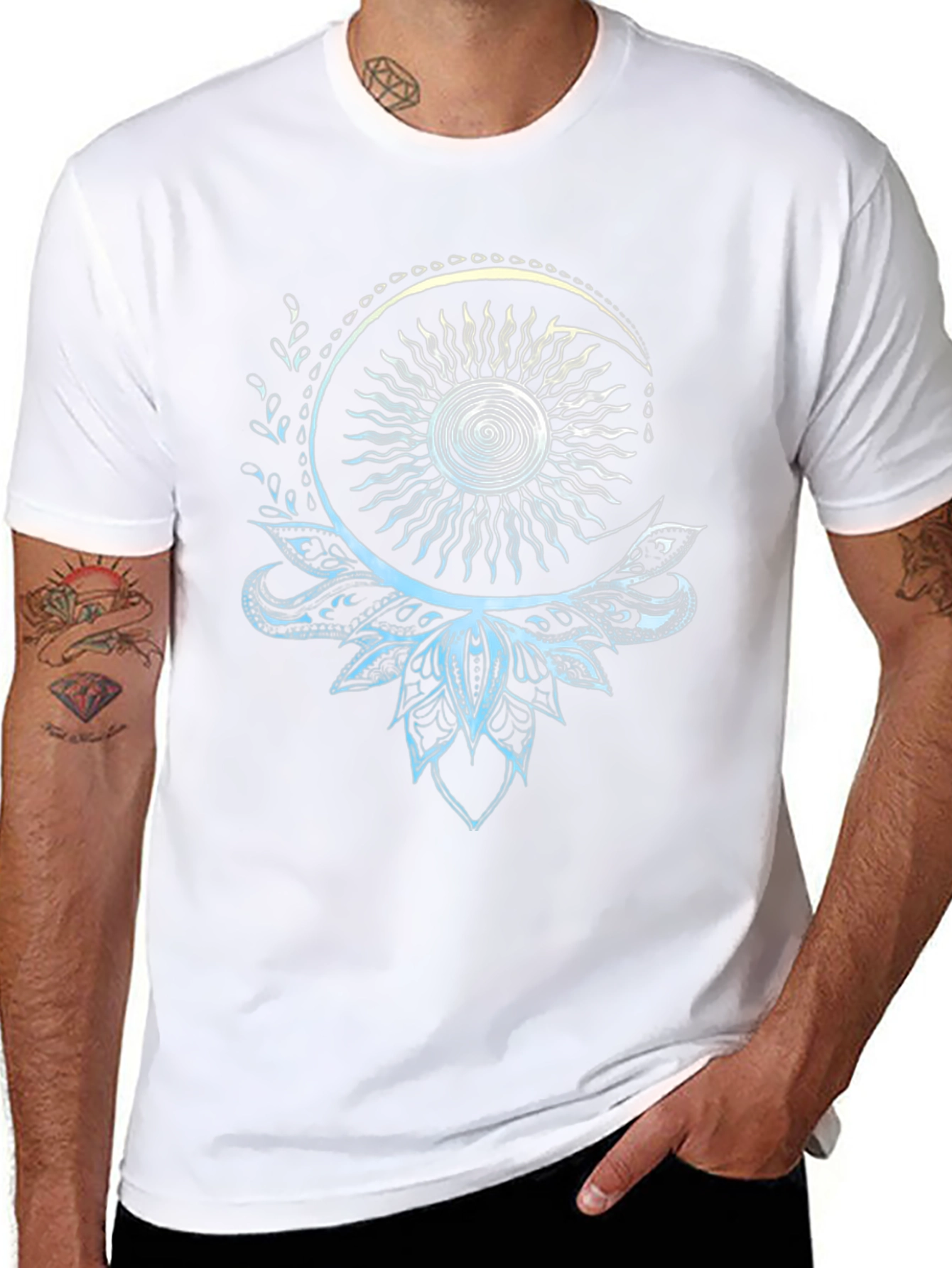 Celestial Sun and Moon Lotus T-Shirt