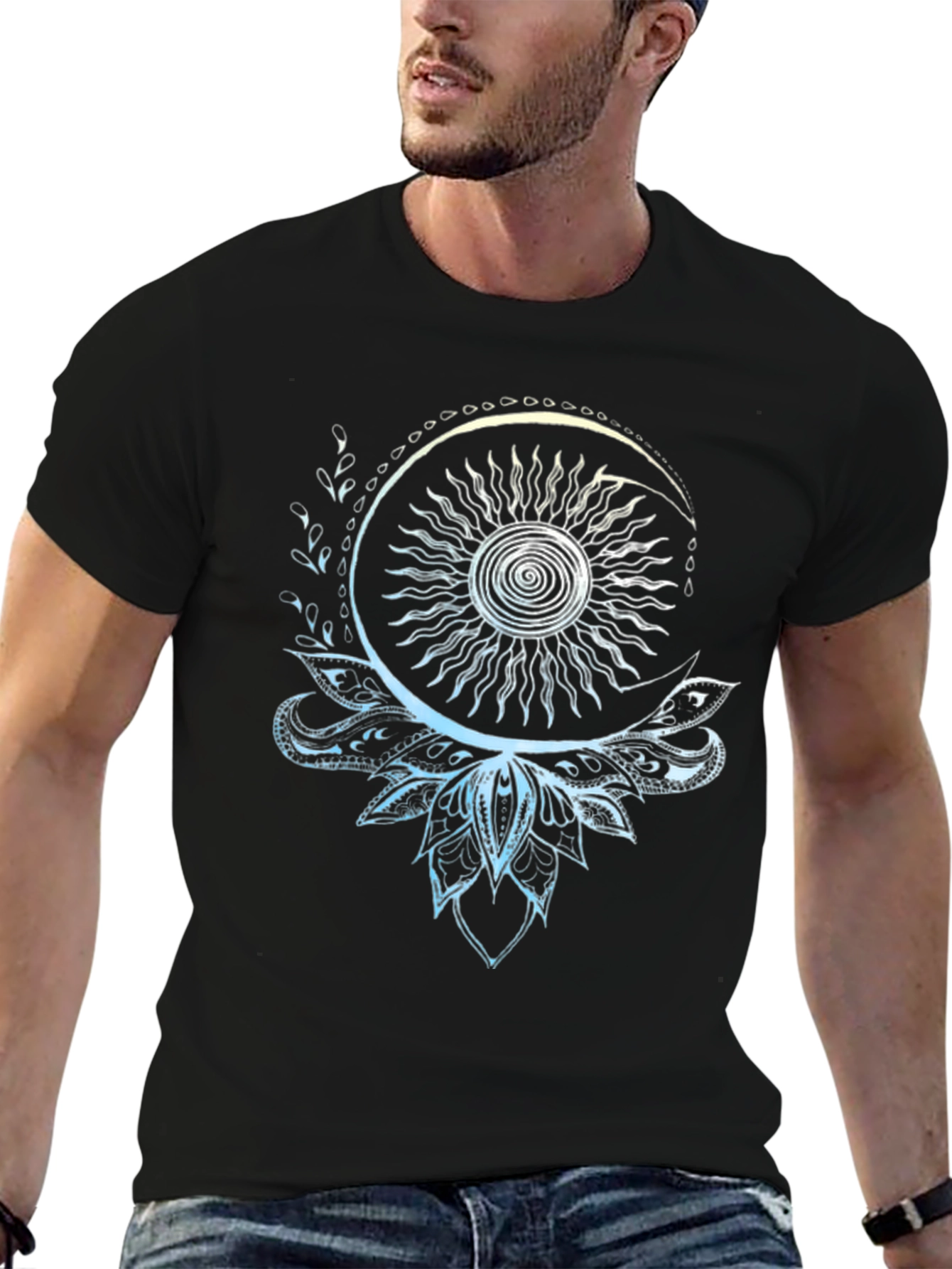 Celestial Sun and Moon Lotus T-Shirt